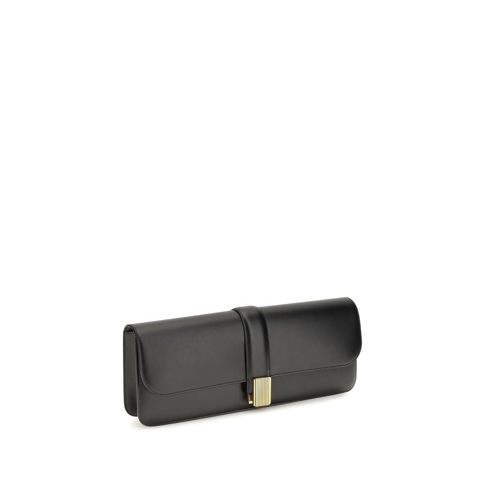 Khaite Black Calf Leather Bos Taurus Clutch Bag Curated Luxury Accessories by Orvyn