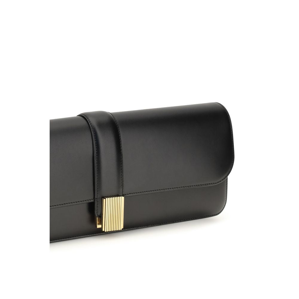 Khaite Black Calf Leather Bos Taurus Clutch Bag Curated Luxury Accessories by Orvyn