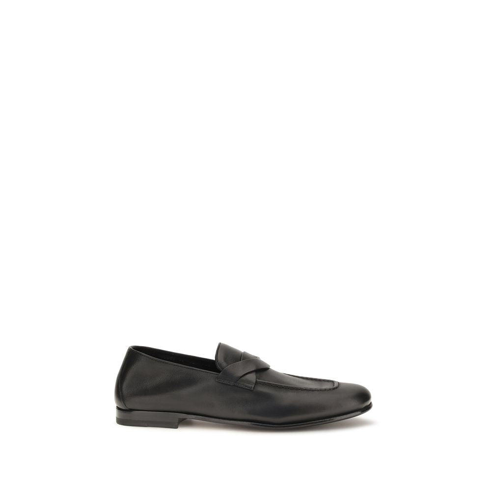 Tom Ford Black Calf Leather Bos Taurus Slip-On Loafers Curated Luxury Accessories by Orvyn