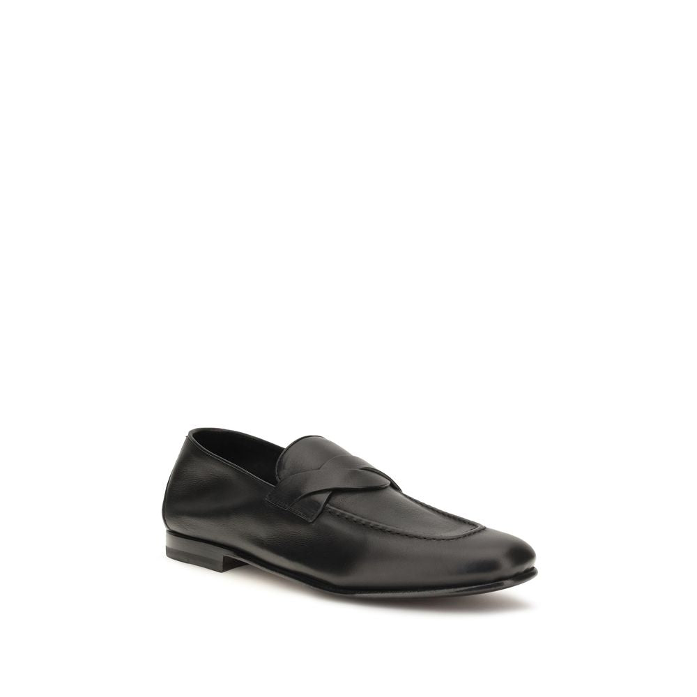 Tom Ford Black Calf Leather Bos Taurus Slip-On Loafers Curated Luxury Accessories by Orvyn