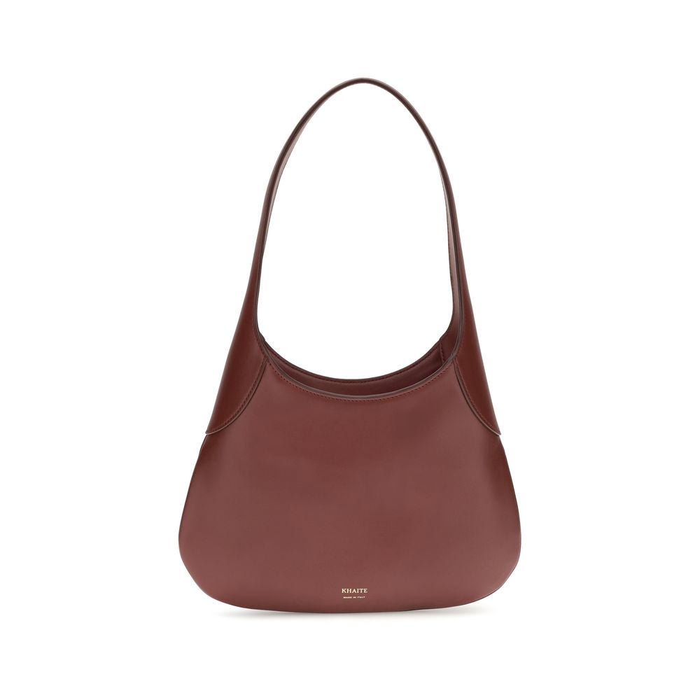 Khaite Bordeaux Calf Leather Bos Taurus Shoulder Bag Curated Luxury Accessories by Orvyn