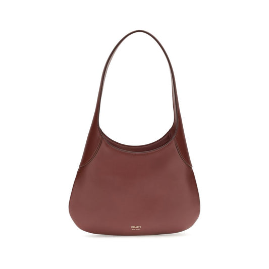 Khaite Bordeaux Calf Leather Bos Taurus Shoulder Bag Curated Luxury Accessories by Orvyn