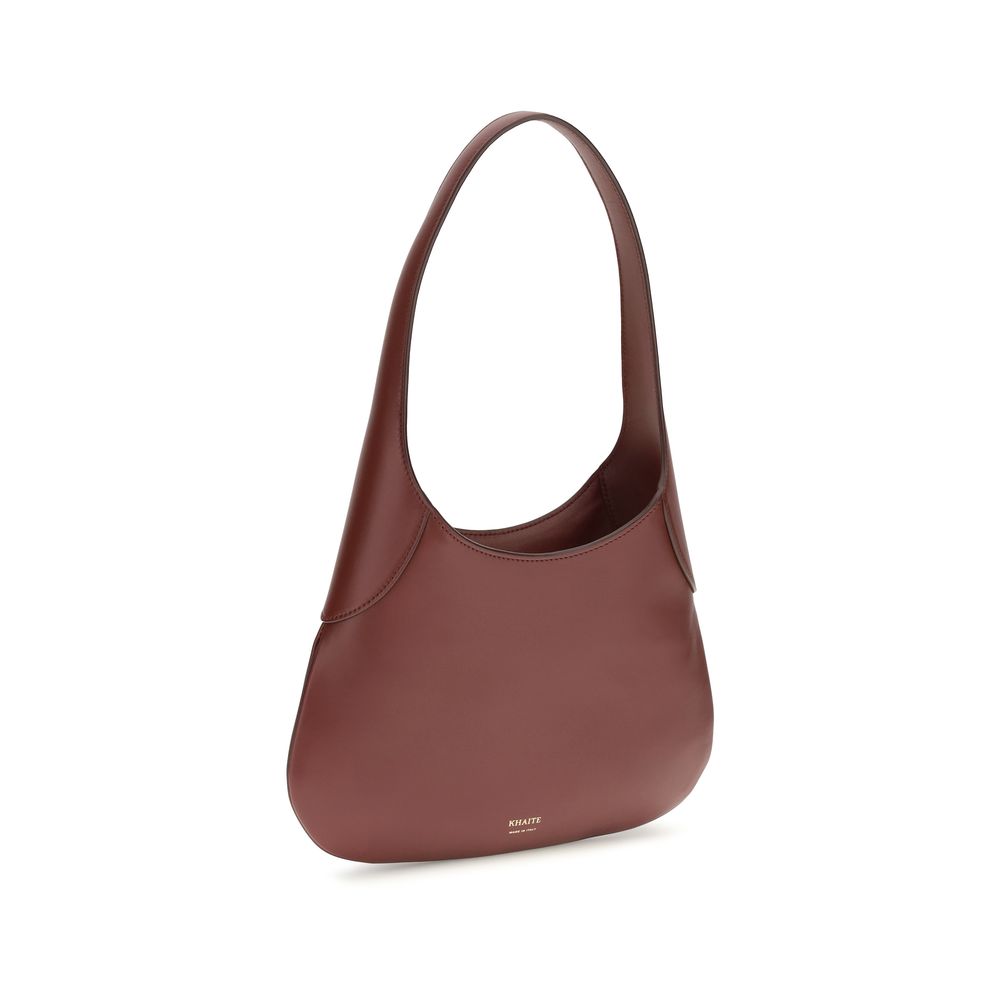 Khaite Bordeaux Calf Leather Bos Taurus Shoulder Bag Curated Luxury Accessories by Orvyn