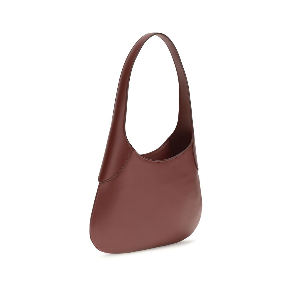 Khaite Bordeaux Calf Leather Bos Taurus Shoulder Bag Curated Luxury Accessories by Orvyn