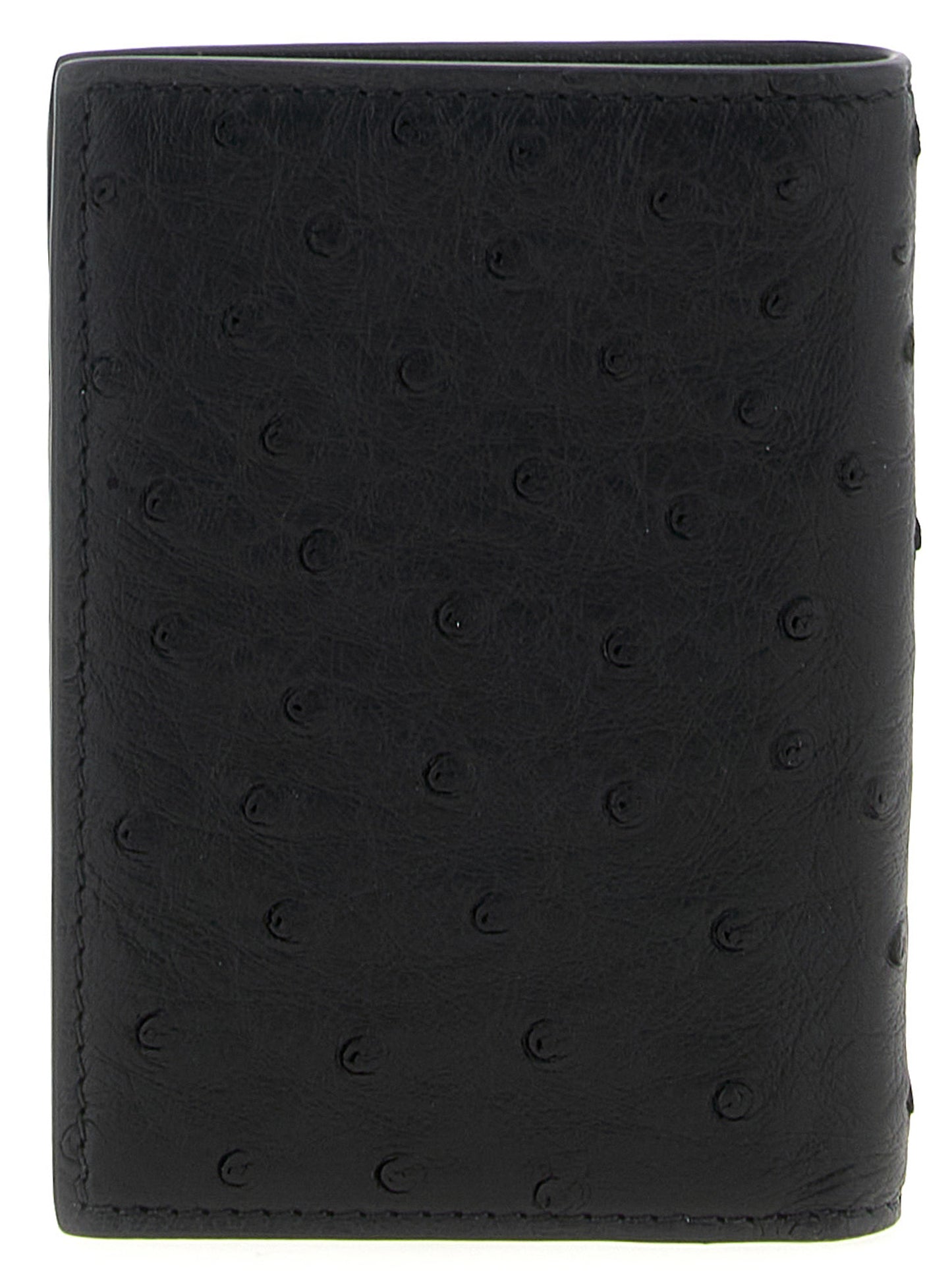 Valentino Garavani Black Ostrich Skin Cardholder Curated Luxury Accessories by Orvyn