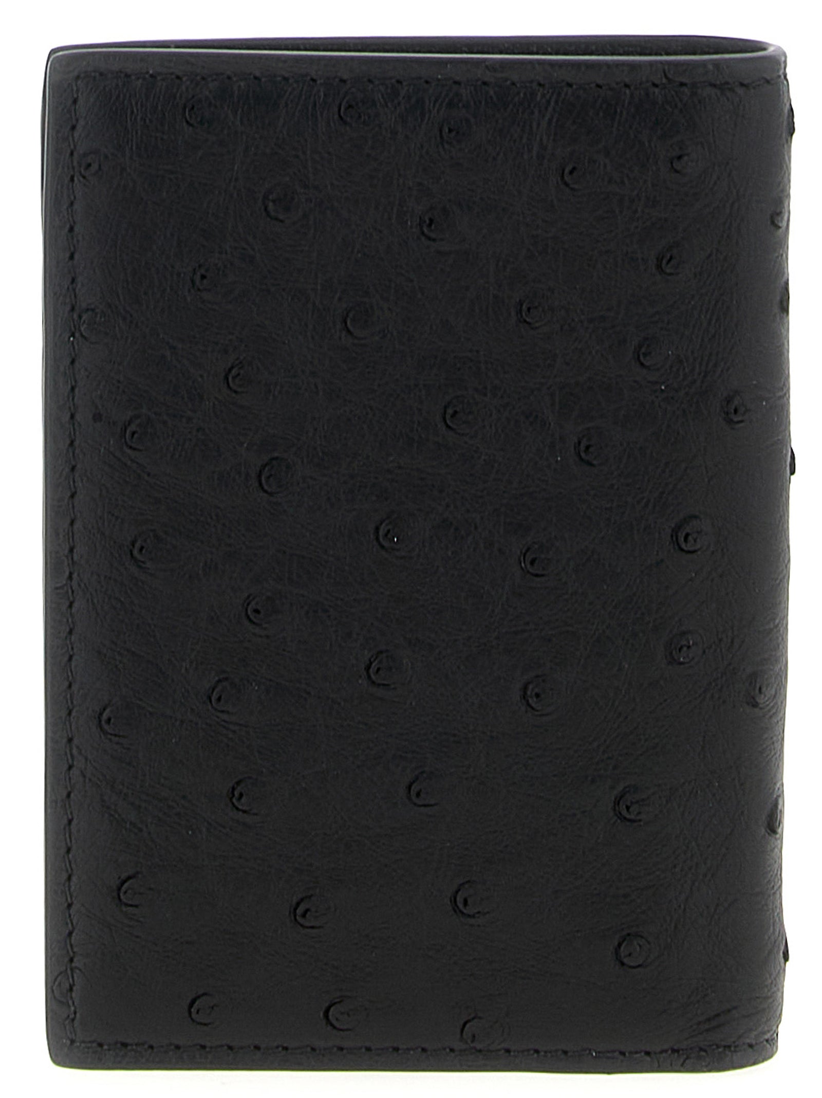 Valentino Garavani Black Ostrich Skin Cardholder Curated Luxury Accessories by Orvyn