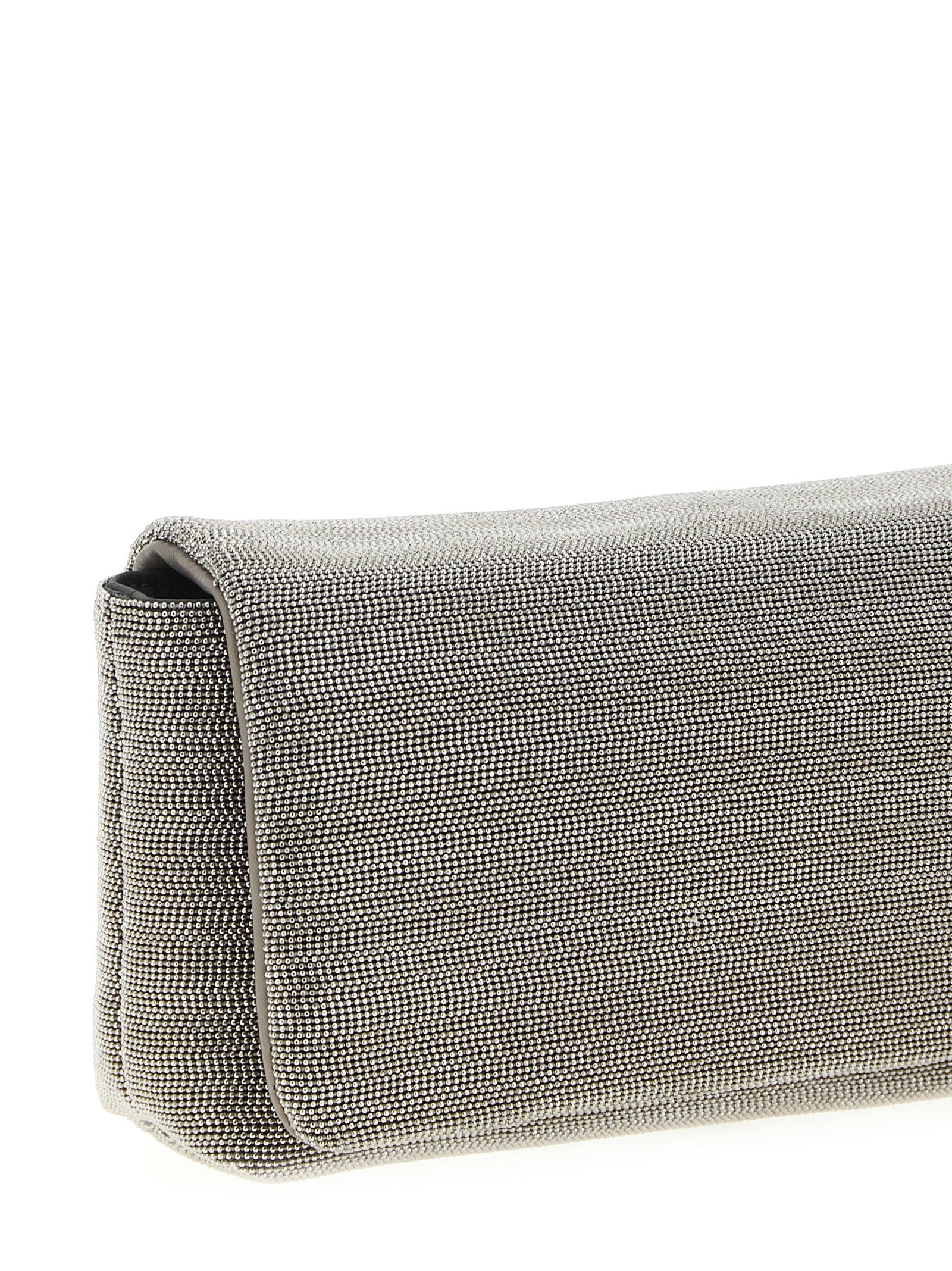 Brunello Cucinelli Silver Leather Clutch Bag Curated Luxury Accessories by Orvyn