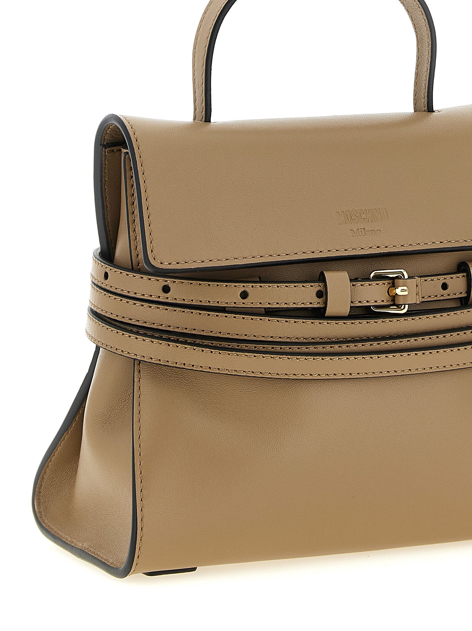 Moschino Beige Napa Leather / Calf Bos Taurus Handbag Curated Luxury Accessories by Orvyn