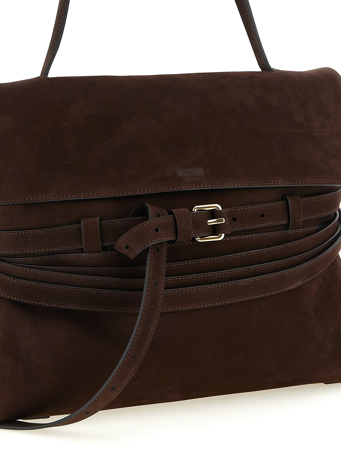 Moschino Brown Calfskin Shoulder Bag Curated Luxury Accessories by Orvyn