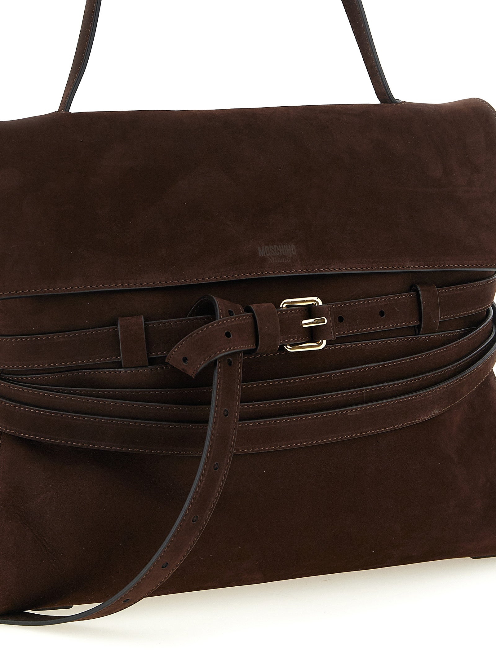Moschino Brown Calfskin Shoulder Bag Curated Luxury Accessories by Orvyn