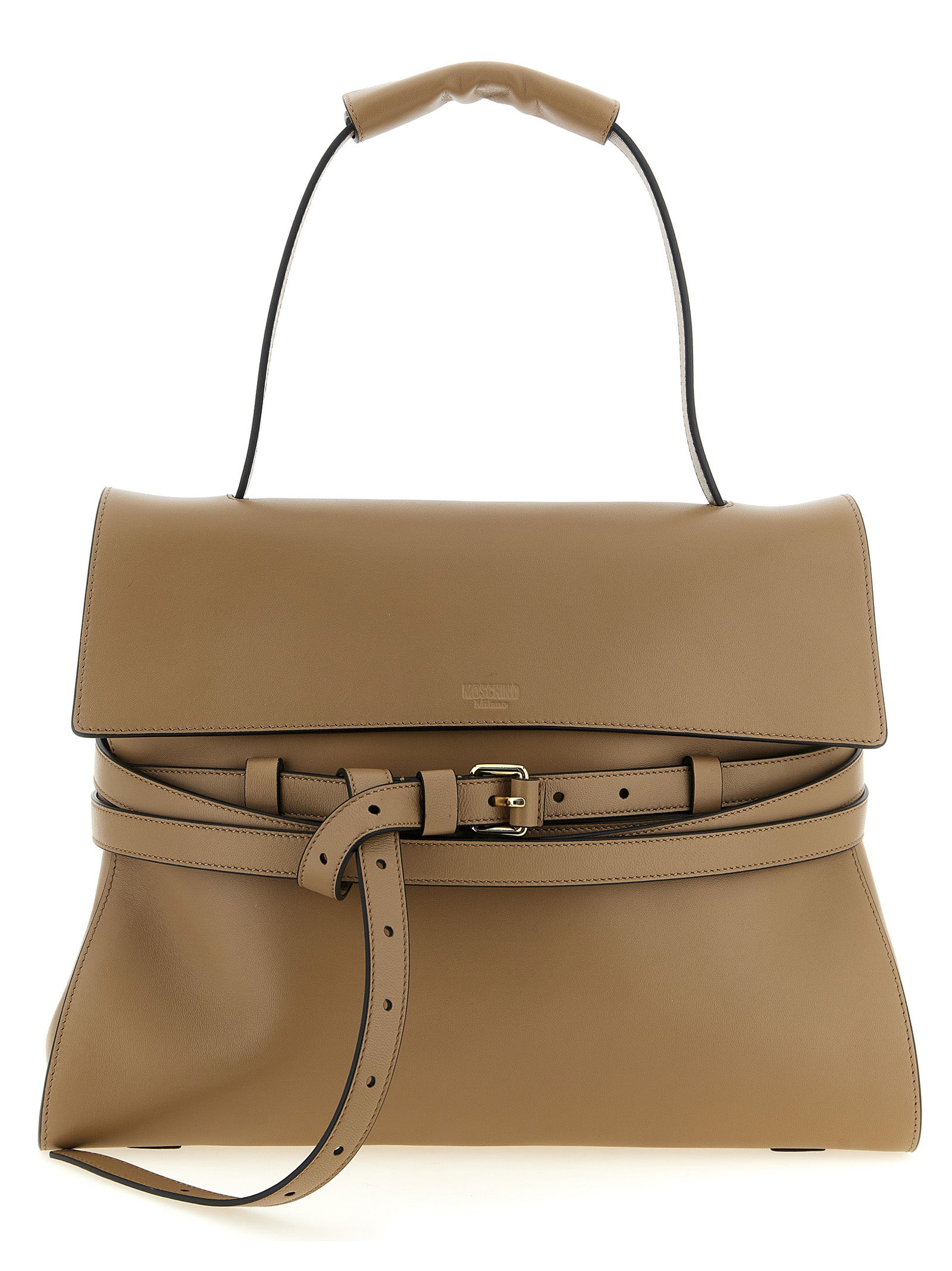 Moschino Beige Napa Leather / Calf Bos Taurus Shoulder Bag Curated Luxury Accessories by Orvyn