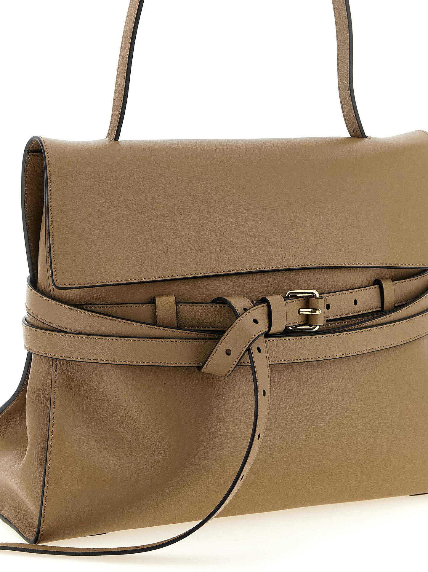 Moschino Beige Napa Leather / Calf Bos Taurus Shoulder Bag Curated Luxury Accessories by Orvyn