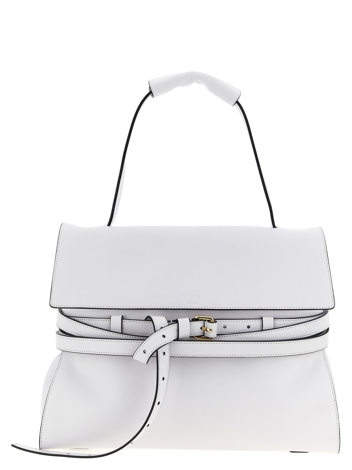 Moschino White Napa Leather / Calf Bos Taurus Shoulder Bag Curated Luxury Accessories by Orvyn