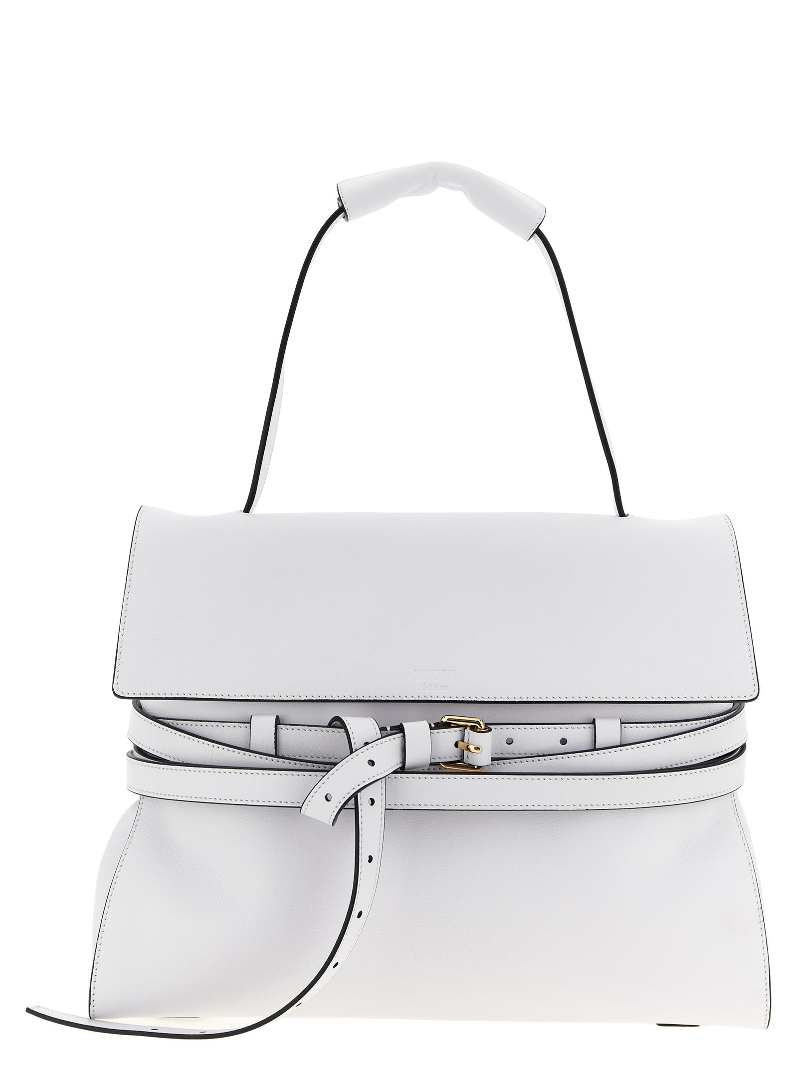 Moschino White Napa Leather / Calf Bos Taurus Shoulder Bag Curated Luxury Accessories by Orvyn
