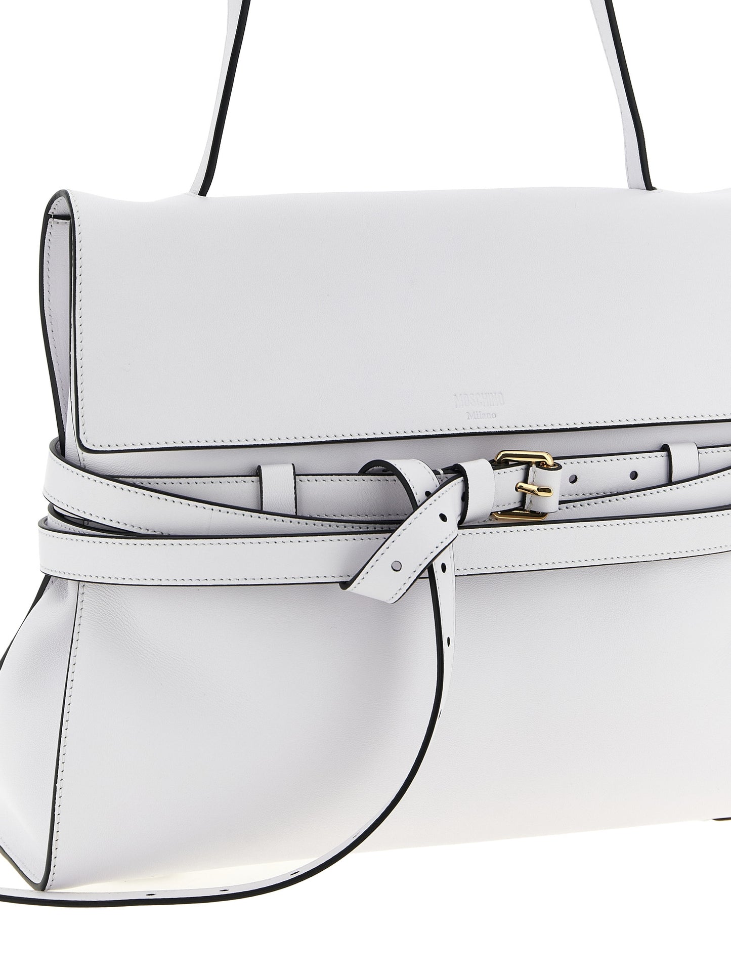 Moschino White Napa Leather / Calf Bos Taurus Shoulder Bag Curated Luxury Accessories by Orvyn