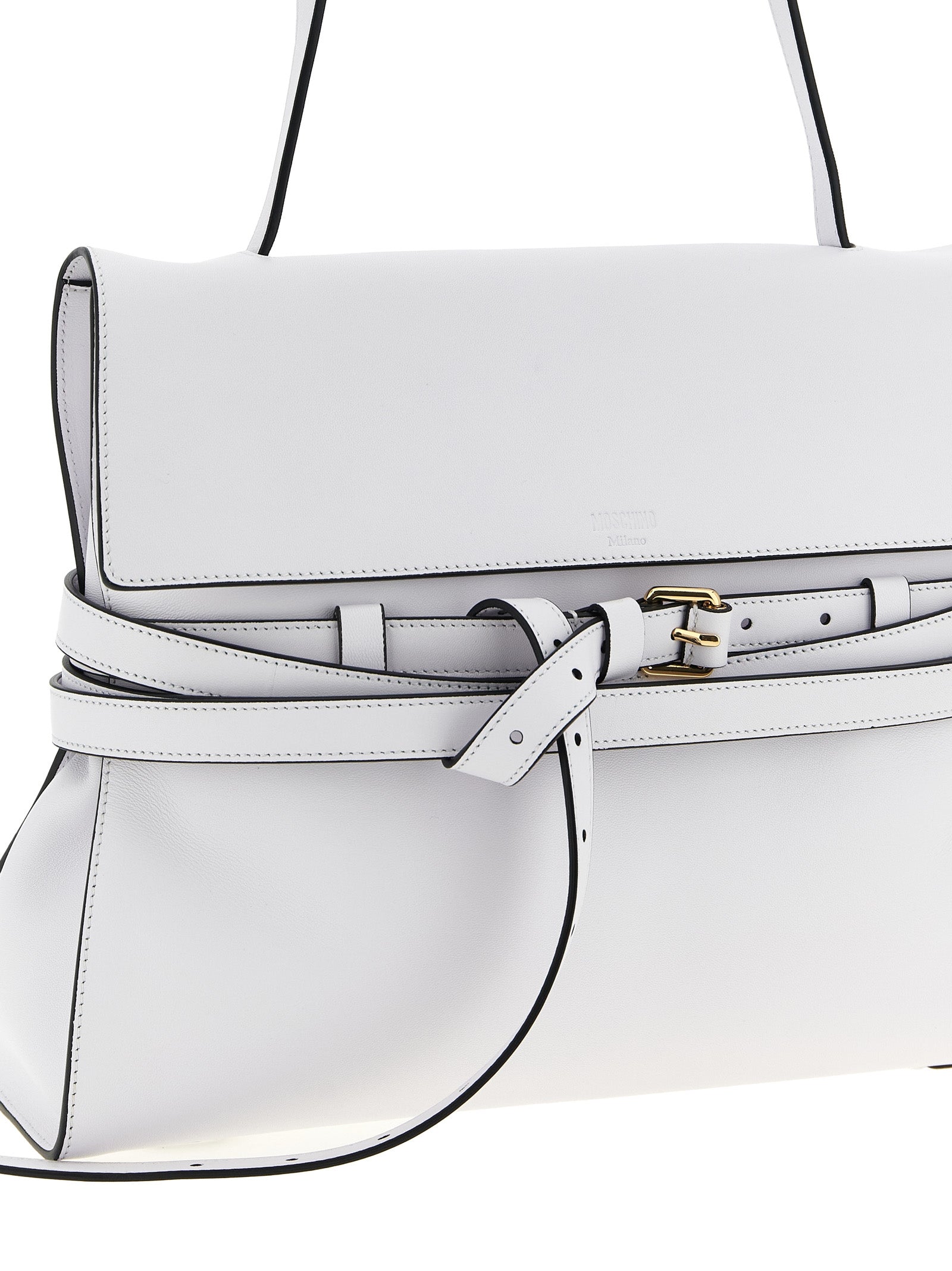 Moschino White Napa Leather / Calf Bos Taurus Shoulder Bag Curated Luxury Accessories by Orvyn