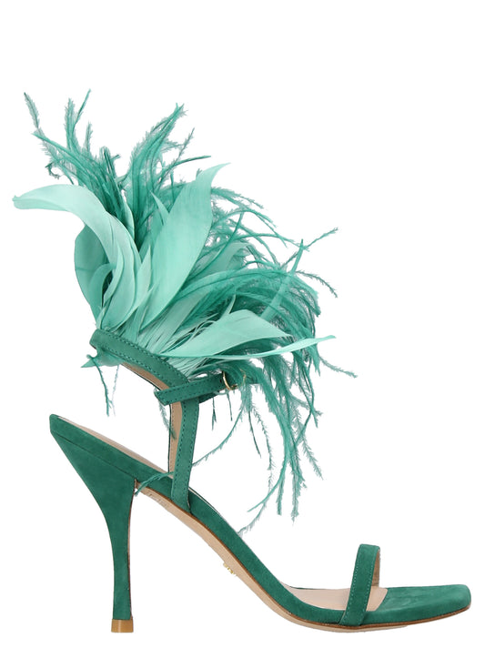 Stuart Weitzman Bicolor Suede Leather Stiletto Heel Sandals multicolor