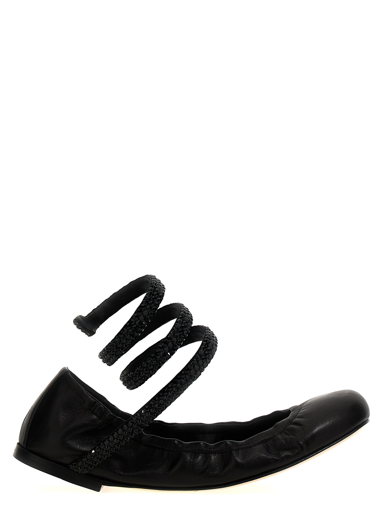 RENE CAOVILLA Black Lamb Leather Ballet Flats Curated Luxury Accessories by Orvyn