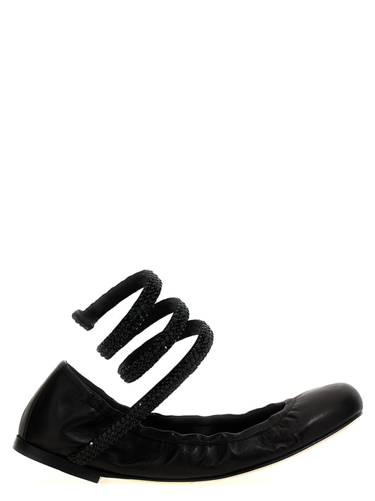 RENE CAOVILLA Black Lamb Leather Ballet Flats Curated Luxury Accessories by Orvyn
