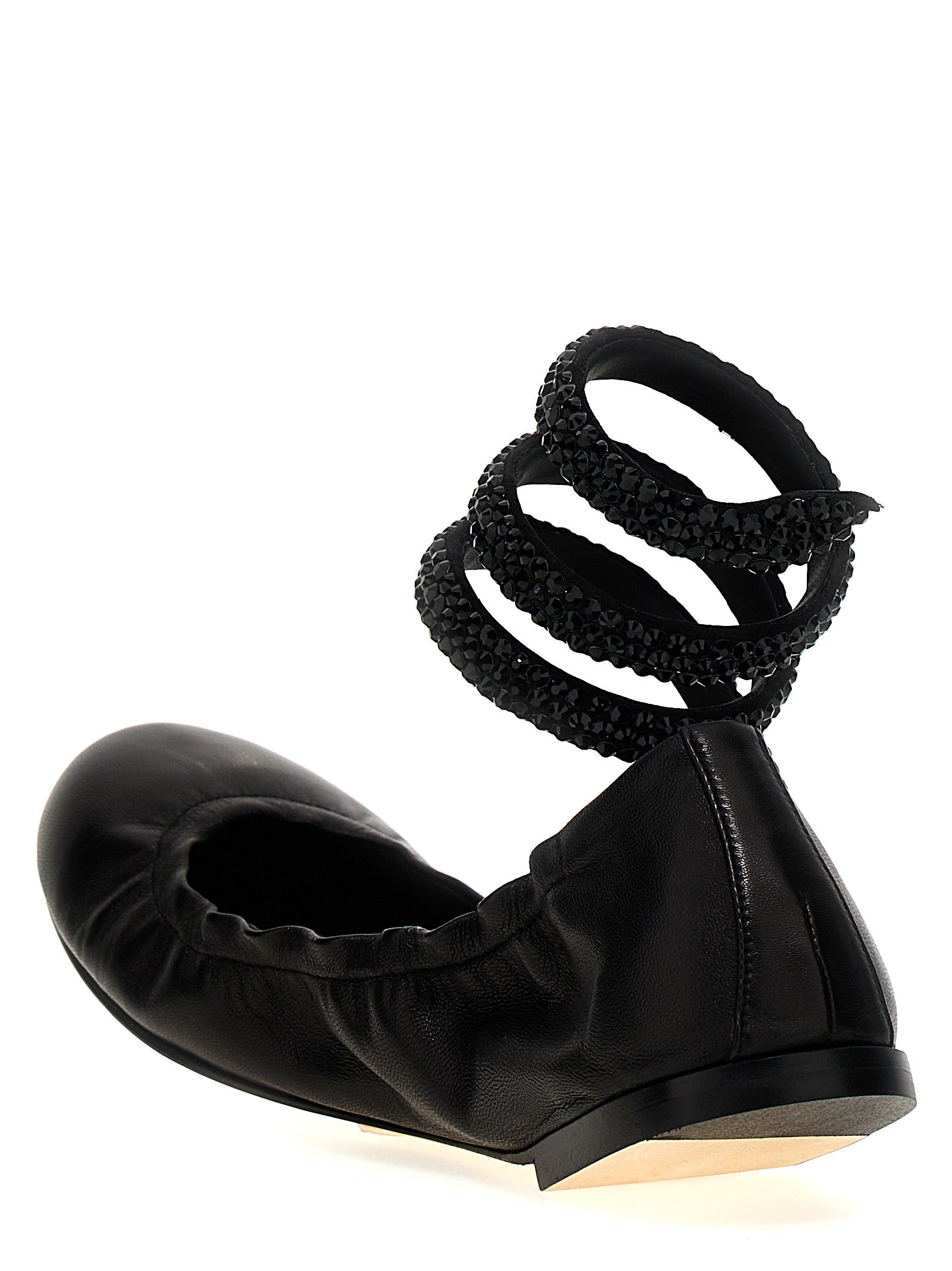 RENE CAOVILLA Black Lamb Leather Ballet Flats Curated Luxury Accessories by Orvyn