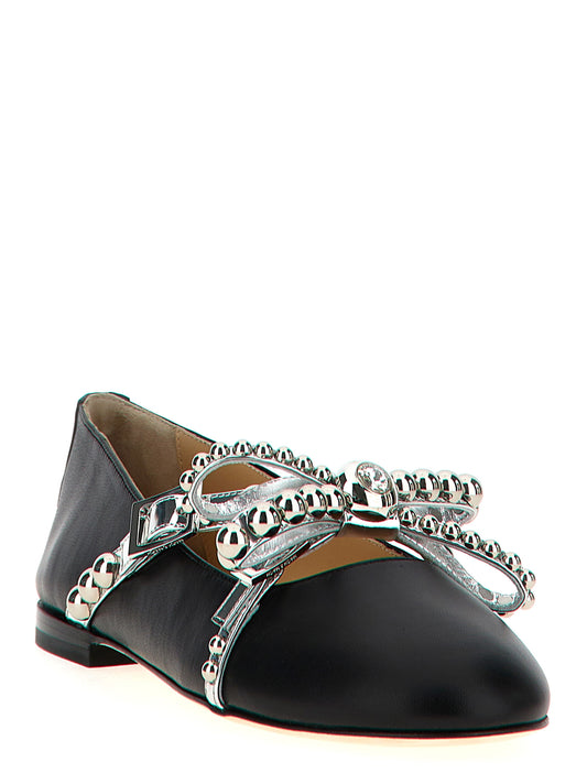 MACH & MACH Black Leather Ballet Flats Curated Luxury Accessories by Orvyn