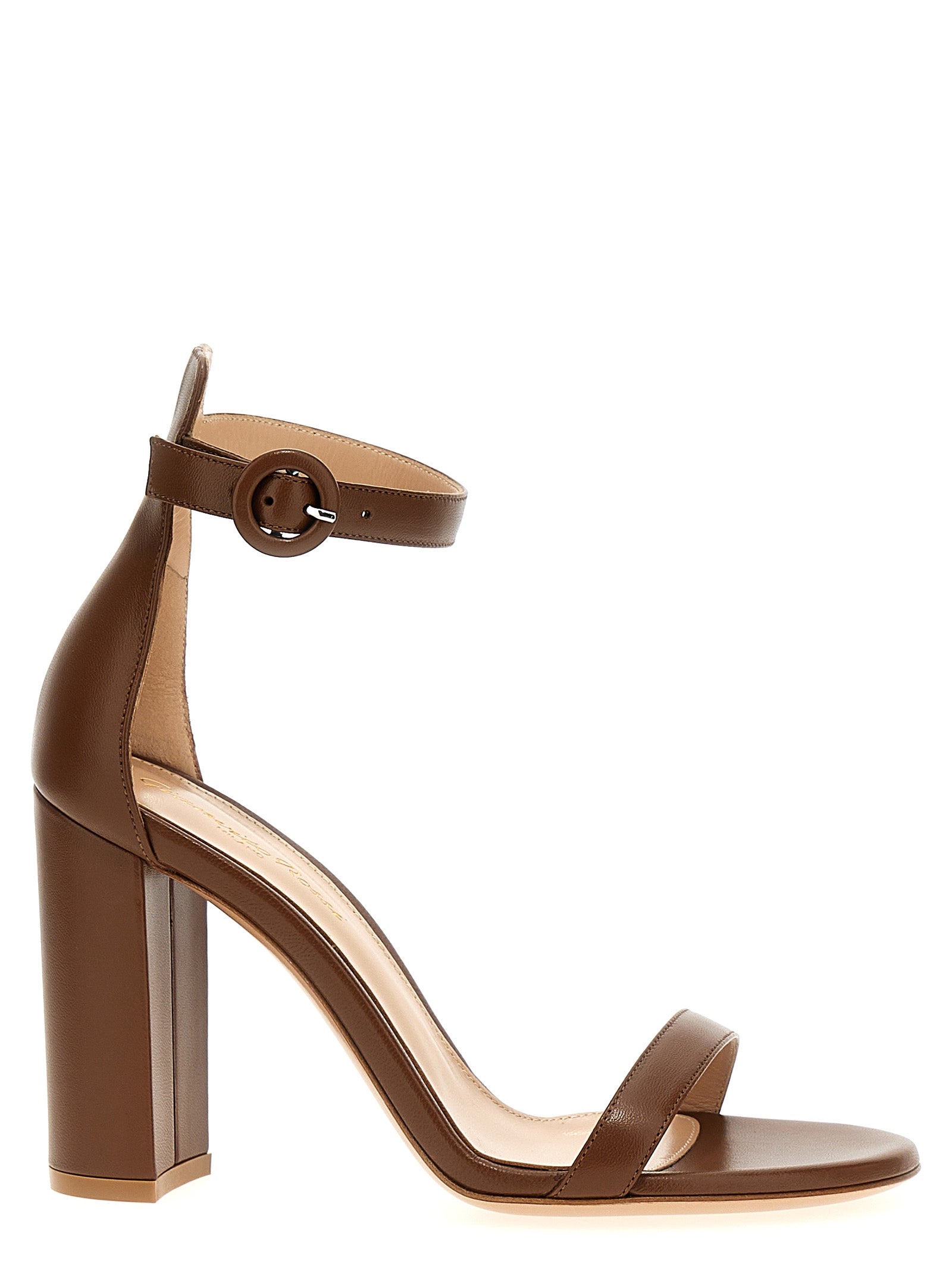 Gianvito Rossi Brown Goatskin Stiletto Heel Sandals Curated Luxury Accessories by Orvyn