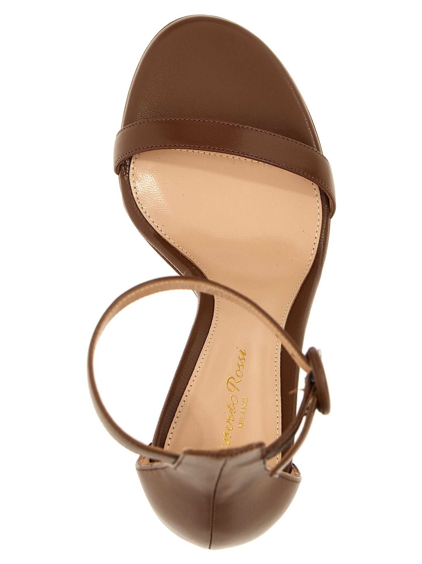 Gianvito Rossi Brown Goatskin Stiletto Heel Sandals Curated Luxury Accessories by Orvyn