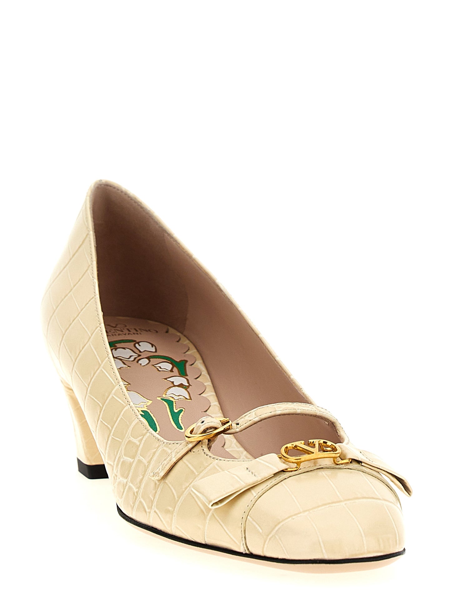 Valentino Garavani White Calfskin Mid Heel Pumps Curated Luxury Accessories by Orvyn