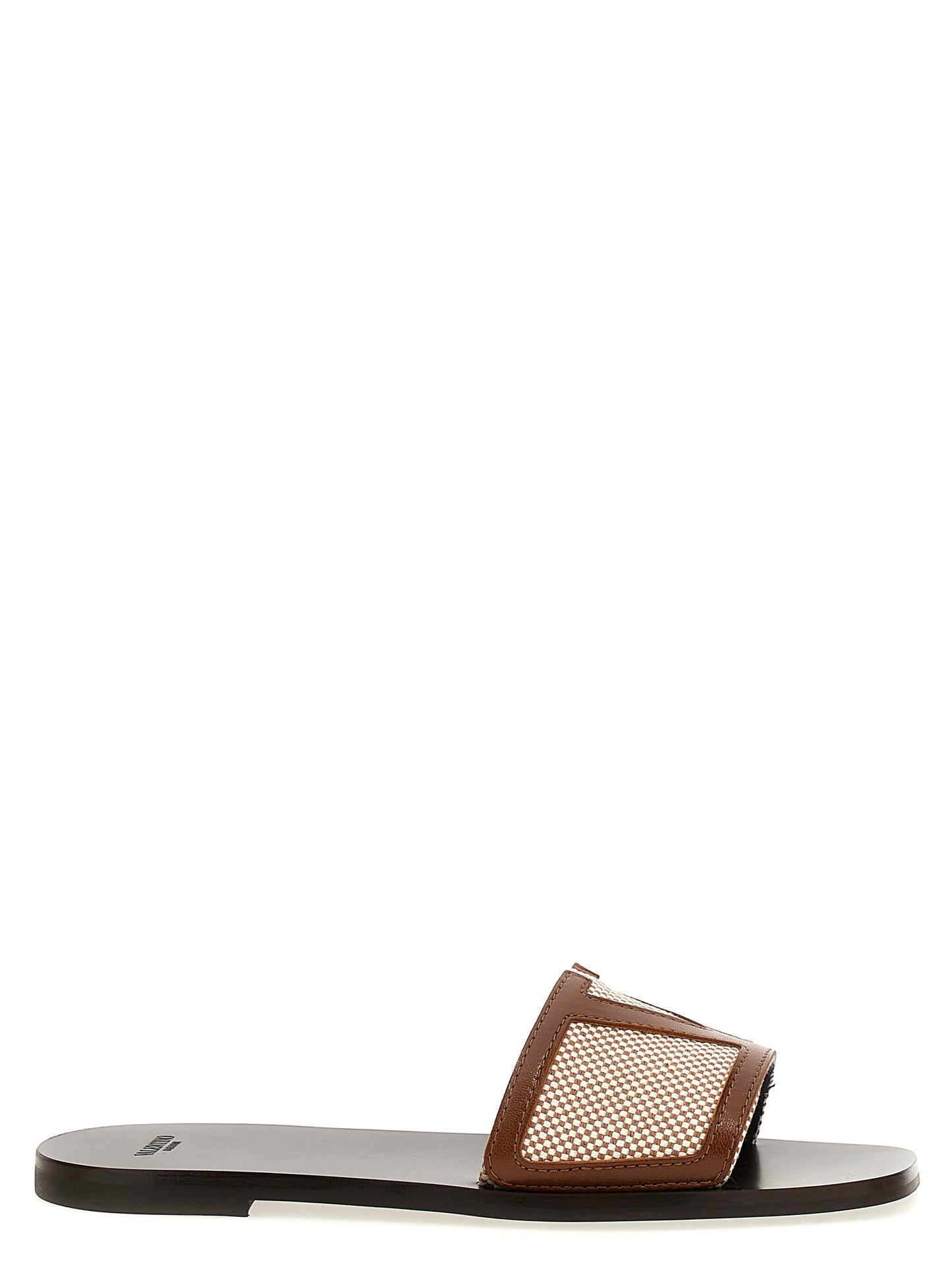 Valentino Garavani Brown Cotton Slides Curated Luxury Accessories by Orvyn