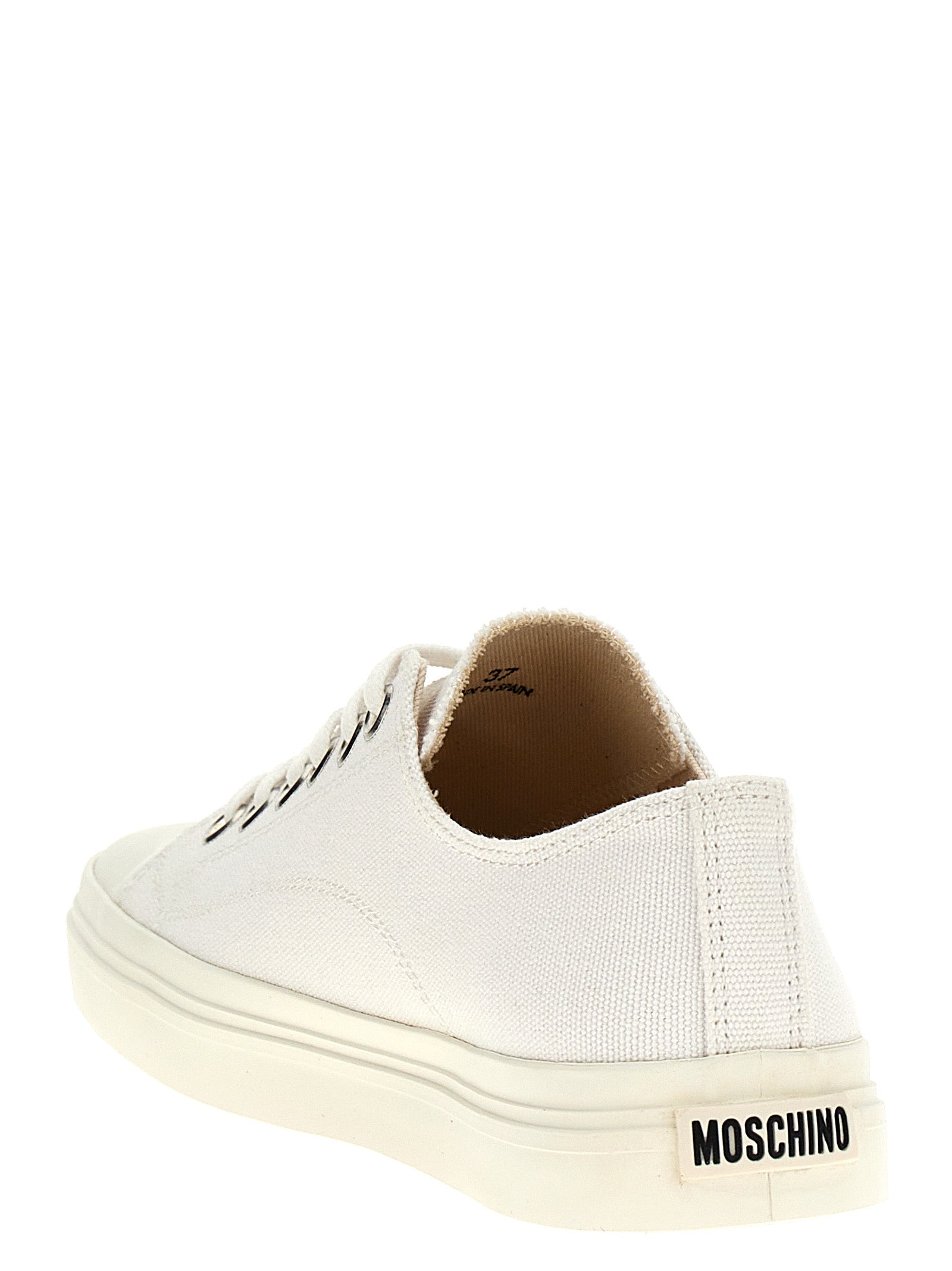 Moschino White Cotton Low Top Sneakers Curated Luxury Accessories by Orvyn