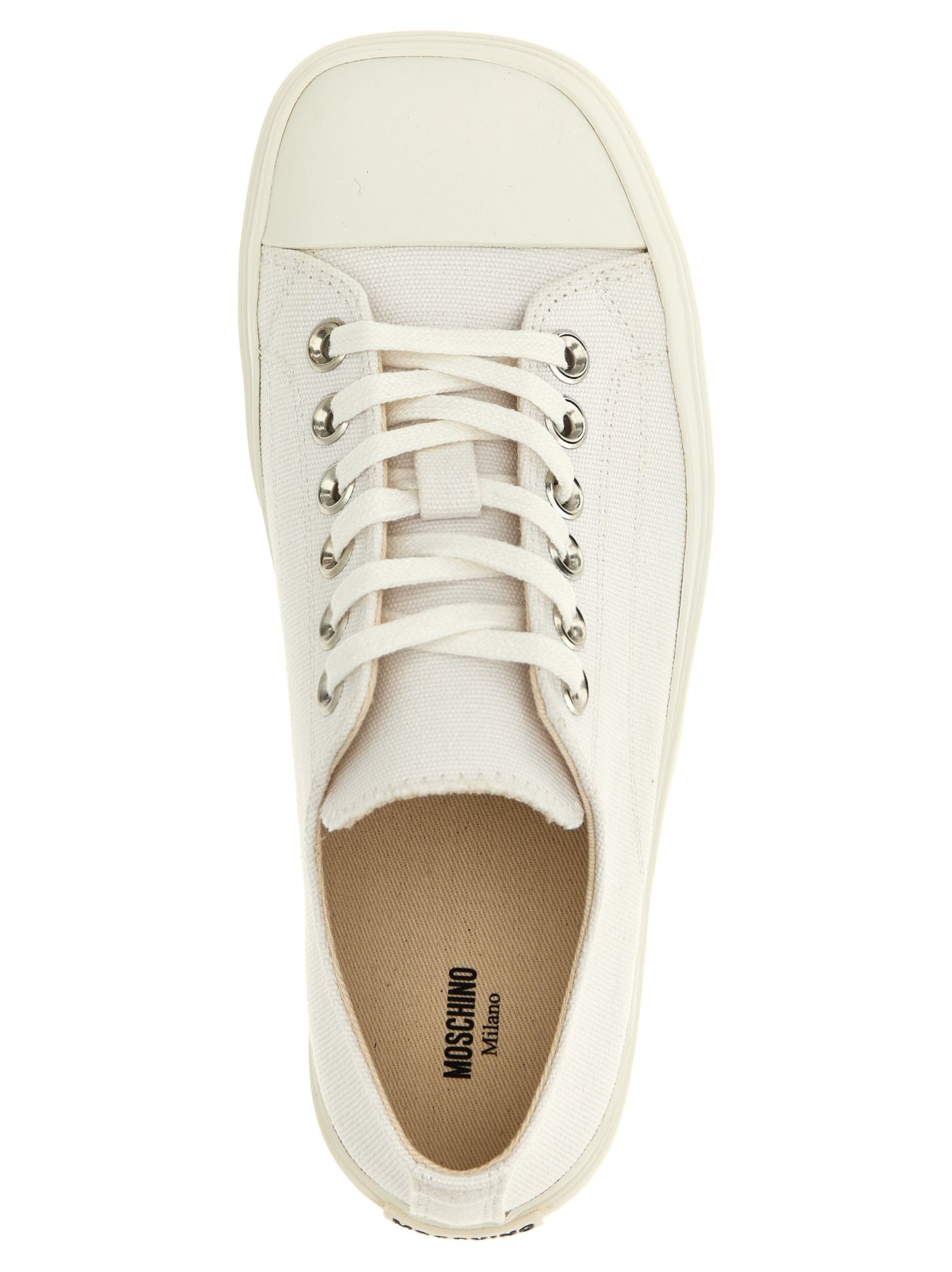 Moschino White Cotton Low Top Sneakers Curated Luxury Accessories by Orvyn