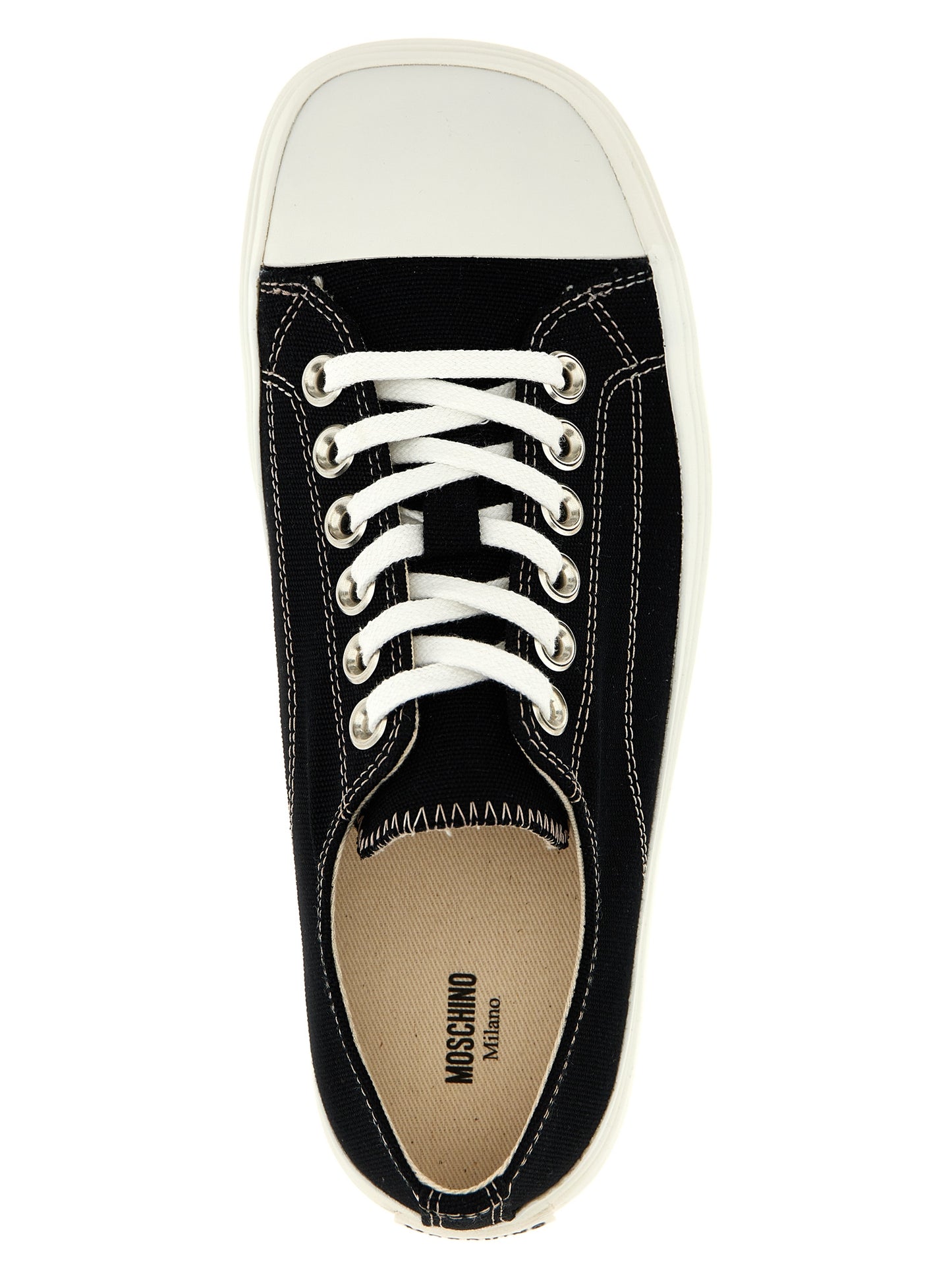 Moschino Black Cotton Low Top Sneakers Curated Luxury Accessories by Orvyn