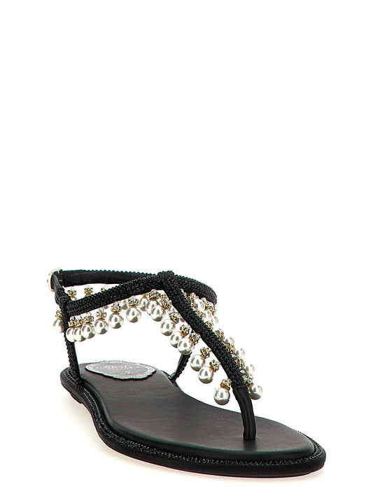 RENE CAOVILLA Black 'Diana' Sandals schwarz