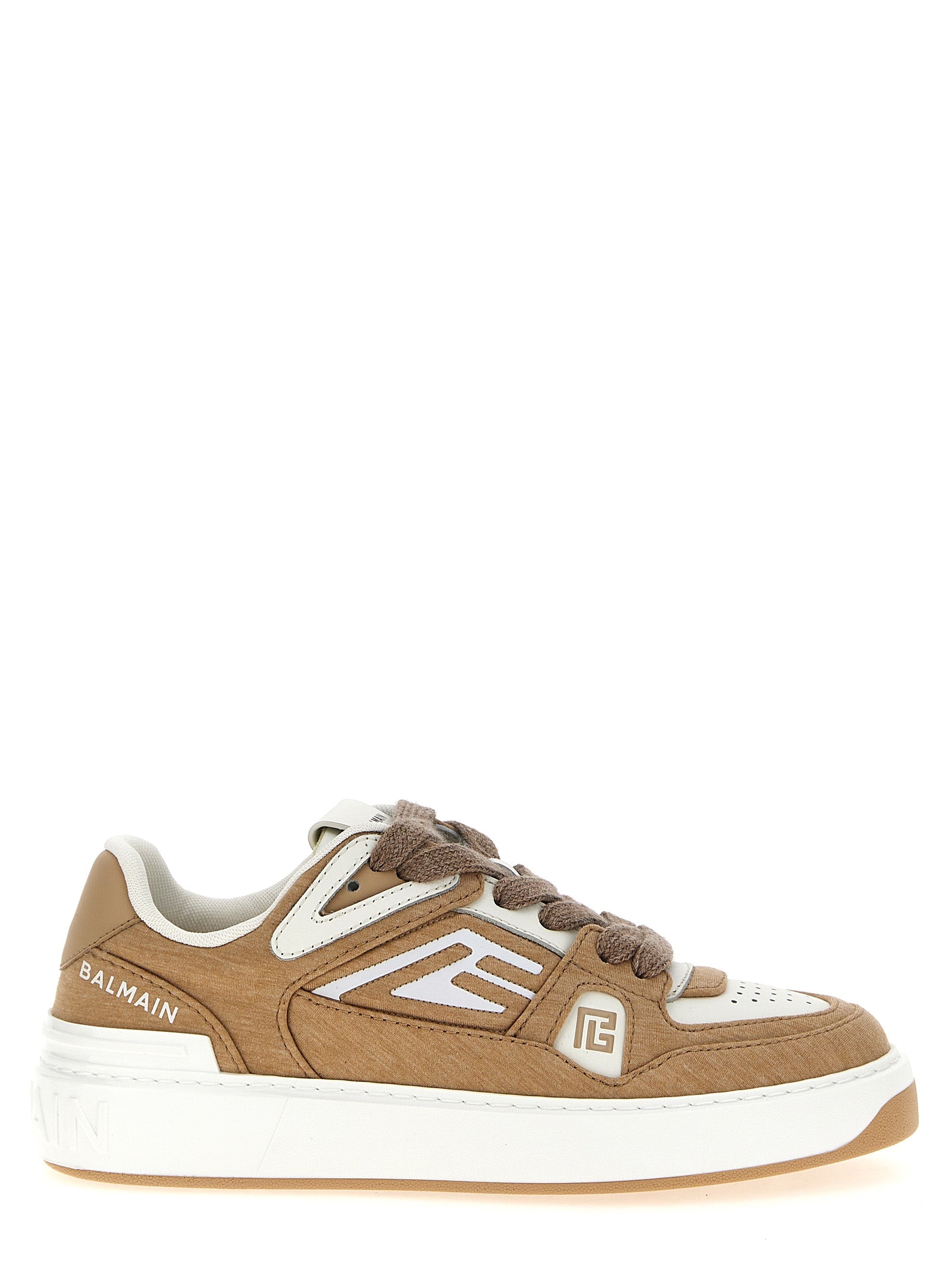 Balmain Beige Polyester Low Top Sneakers Curated Luxury Accessories by Orvyn