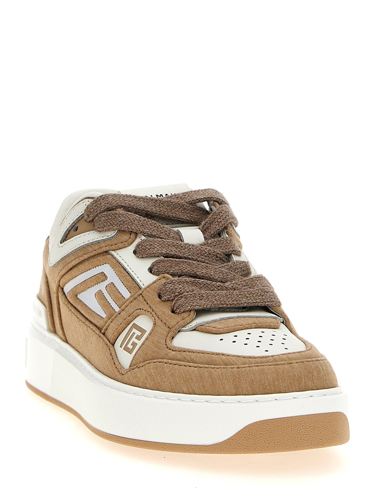 Balmain Beige Polyester Low Top Sneakers Curated Luxury Accessories by Orvyn