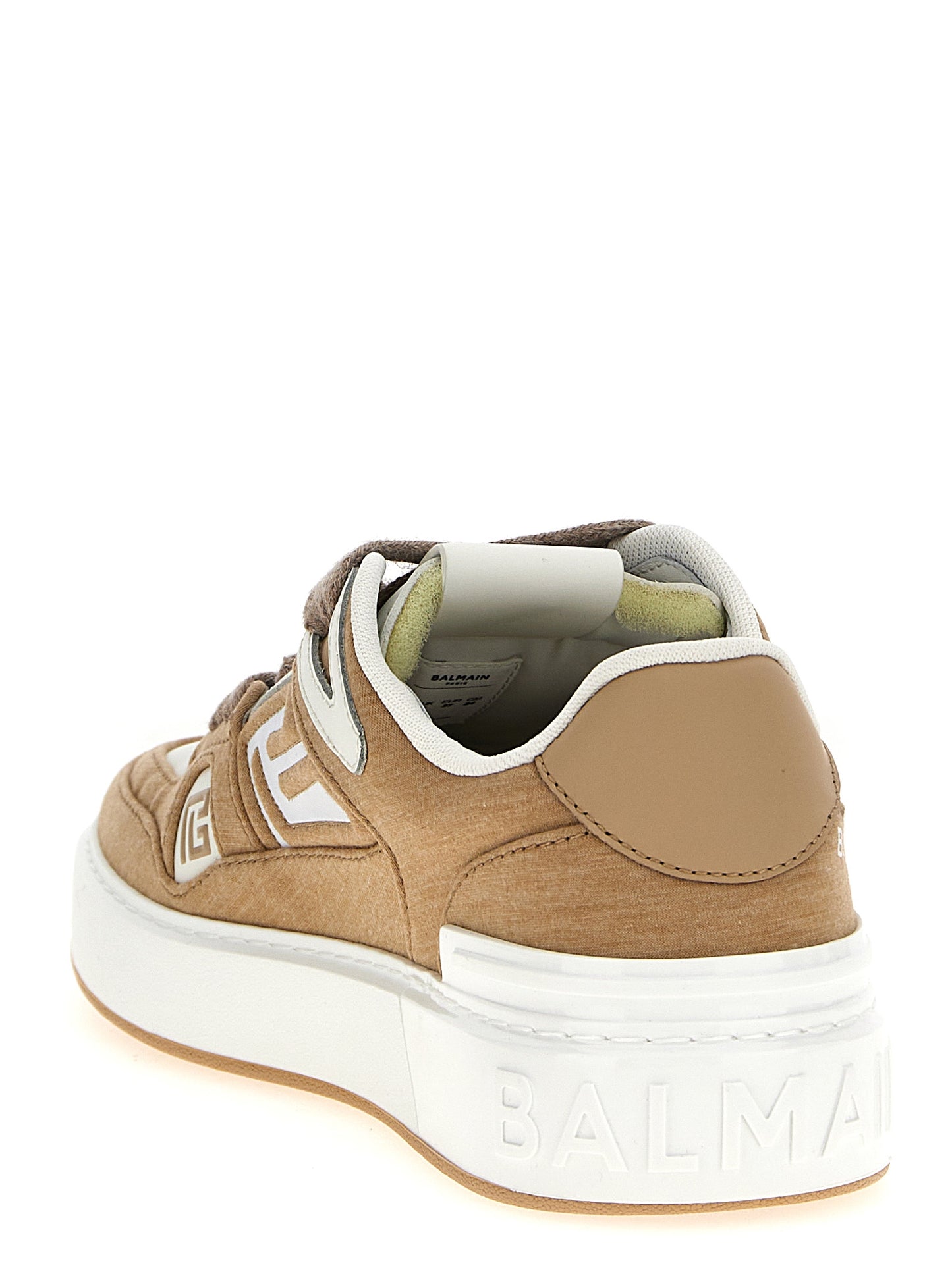 Balmain Beige Polyester Low Top Sneakers Curated Luxury Accessories by Orvyn