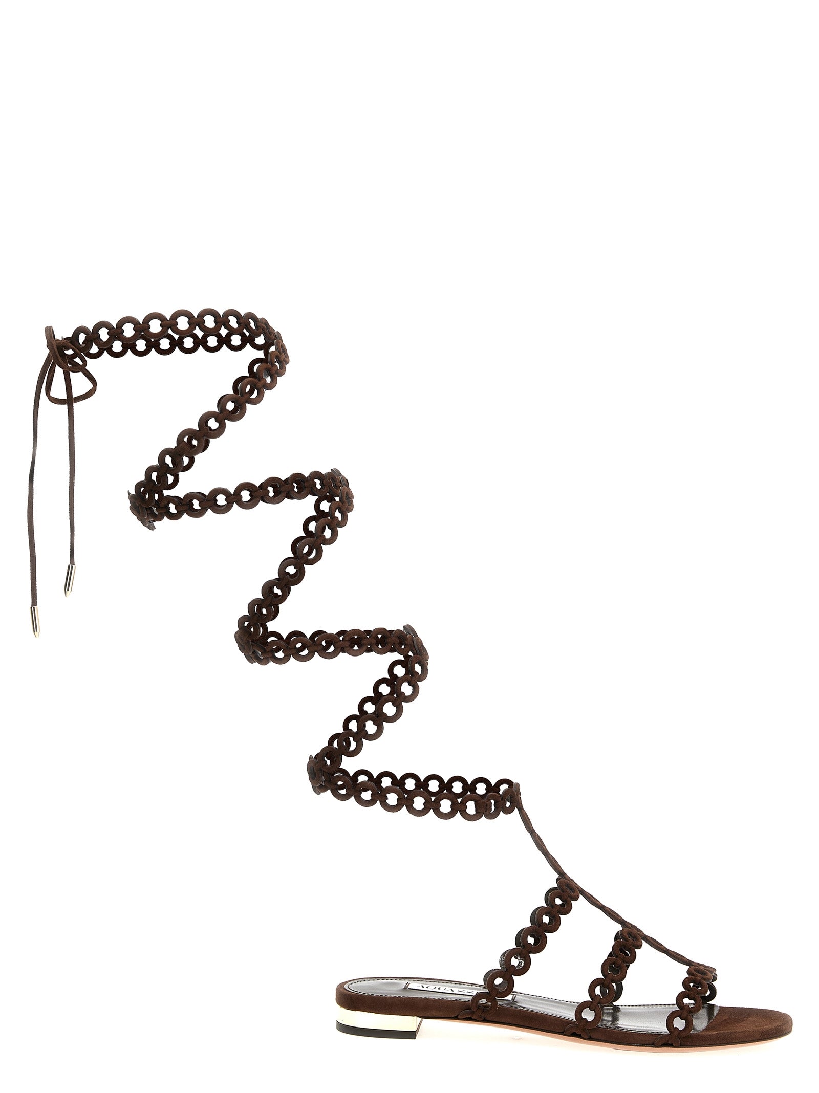 Aquazzura Brown Goatskin Flat Sandals Curated Luxury Accessories by Orvyn
