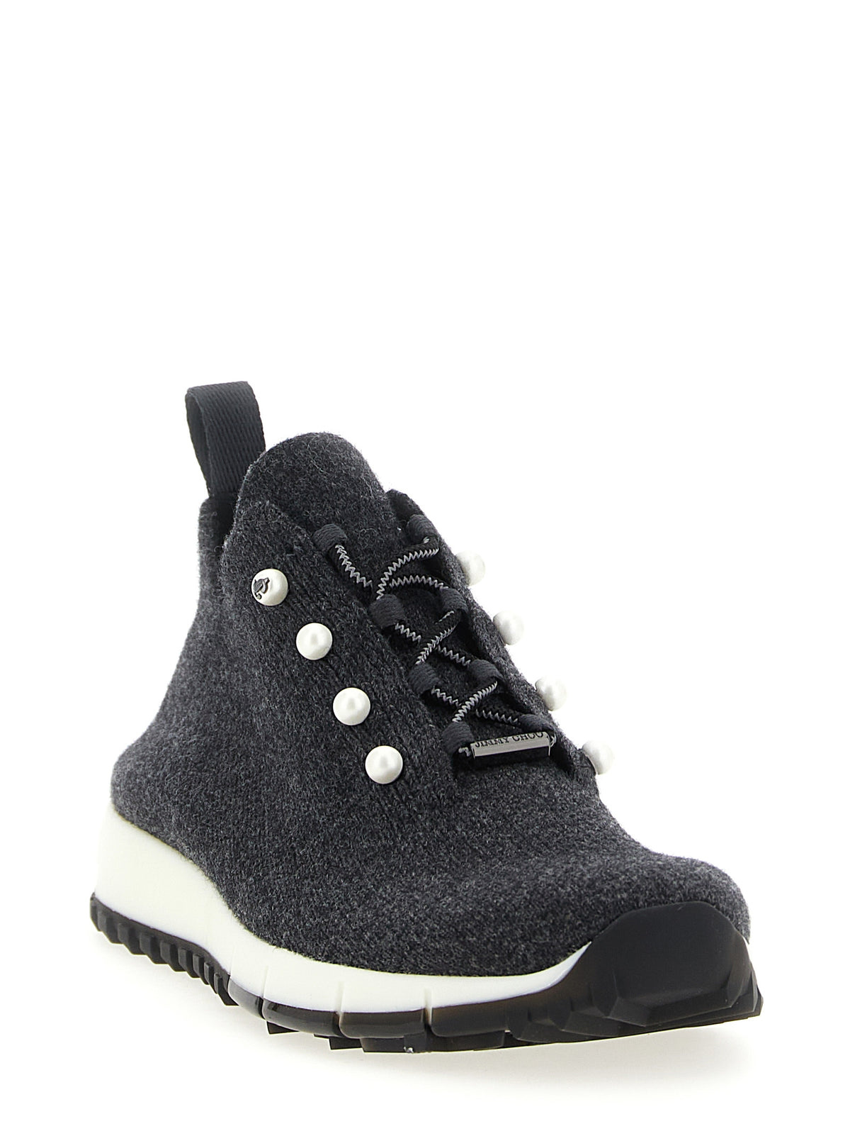 Jimmy Choo Black Tencel Low Top Sneakers schwarz