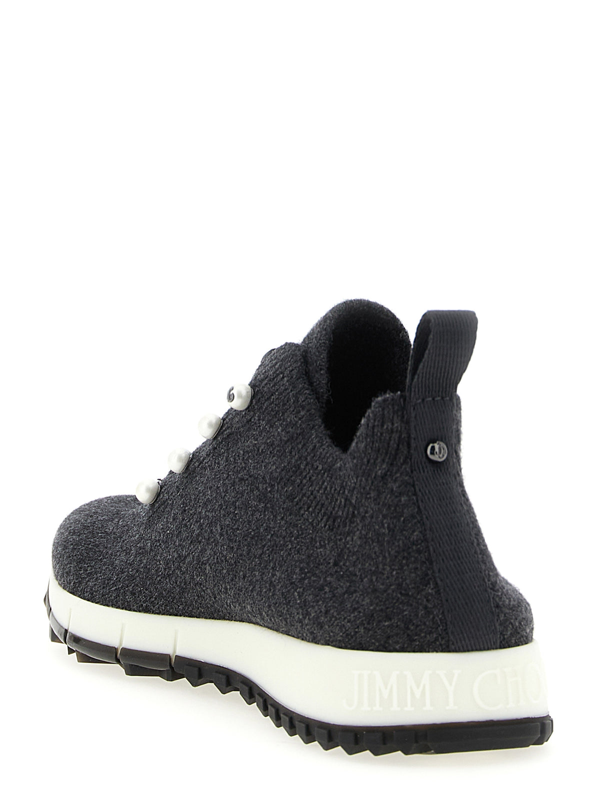 Jimmy Choo Black Tencel Low Top Sneakers schwarz