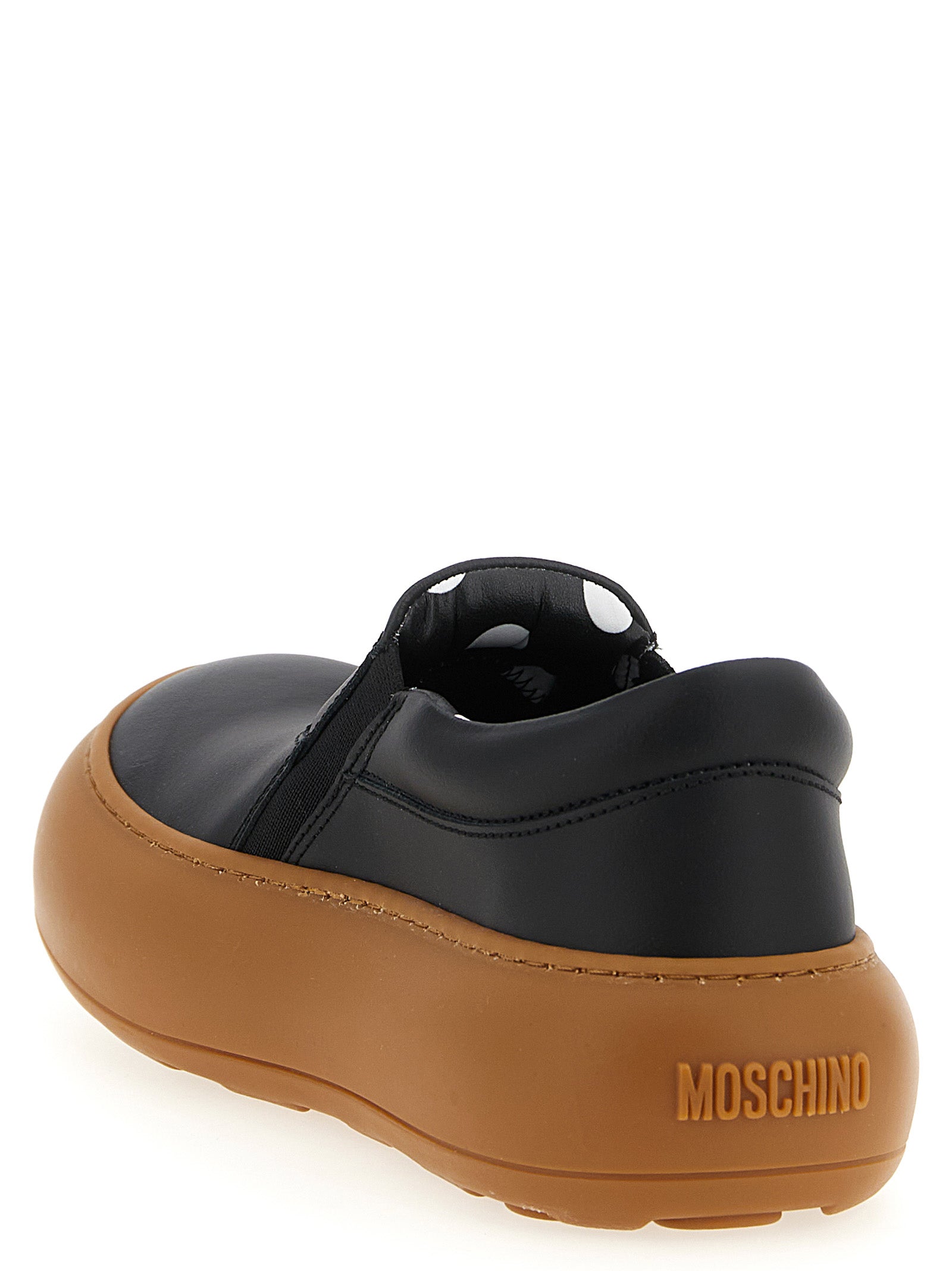 Moschino Black Leather Chunky Sneakers Curated Luxury Accessories by Orvyn
