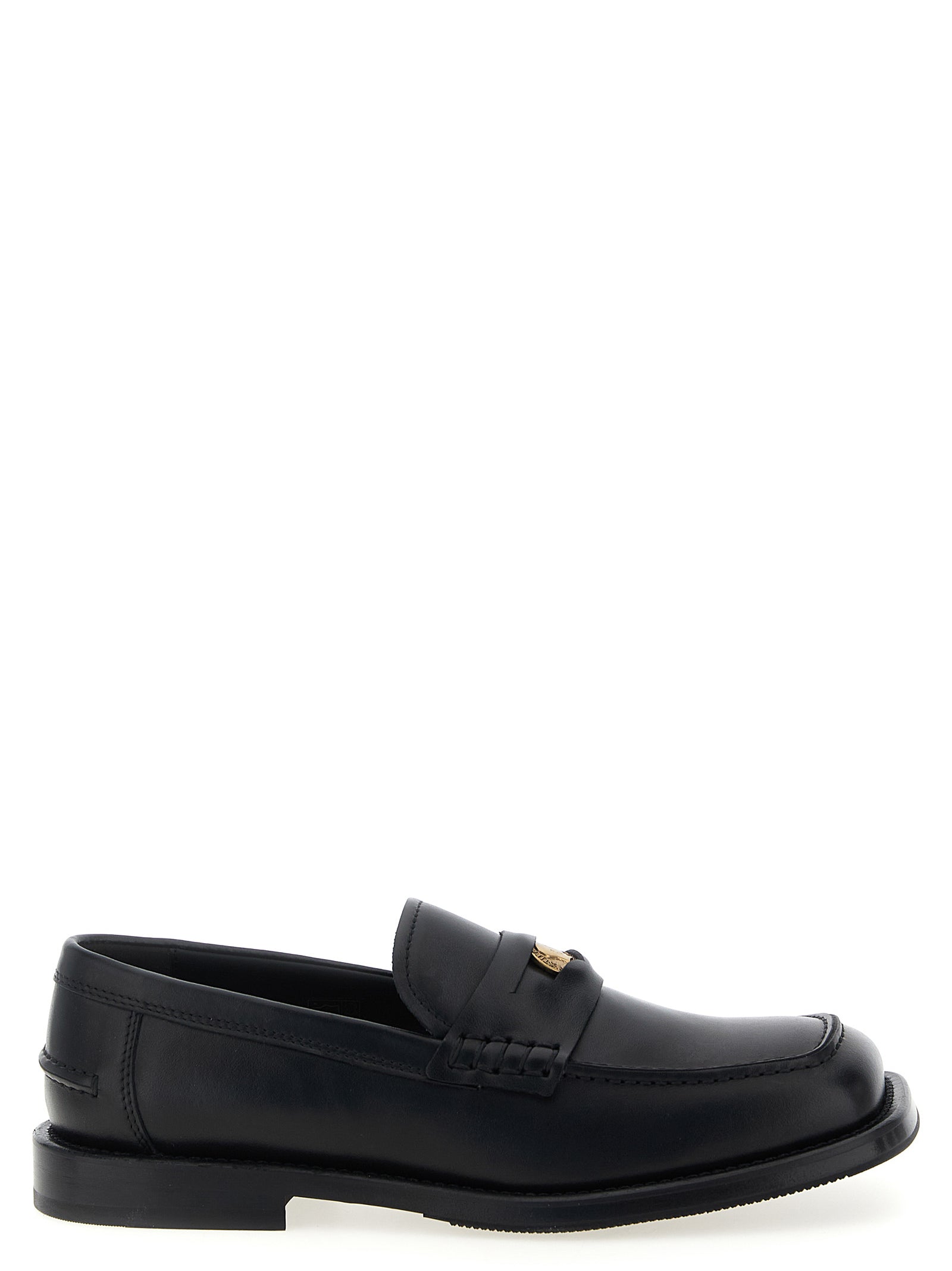 Moschino Black Velvet Leather Slip-On Loafers Curated Luxury Accessories by Orvyn