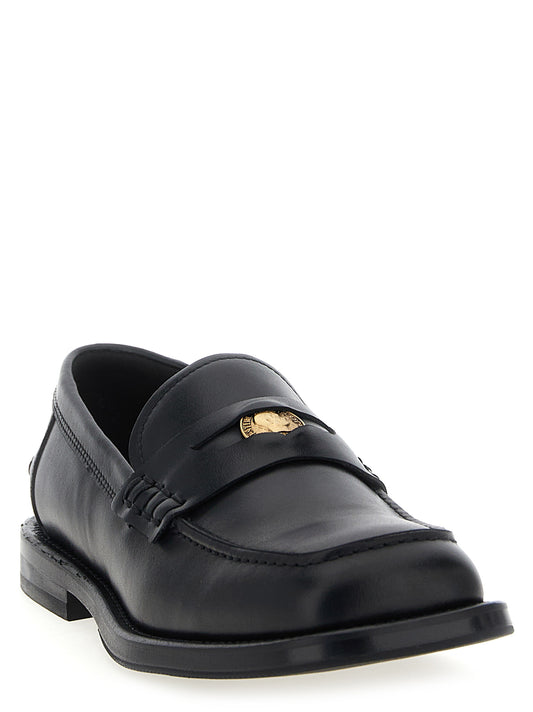 Moschino Black Velvet Leather Slip-On Loafers Curated Luxury Accessories by Orvyn