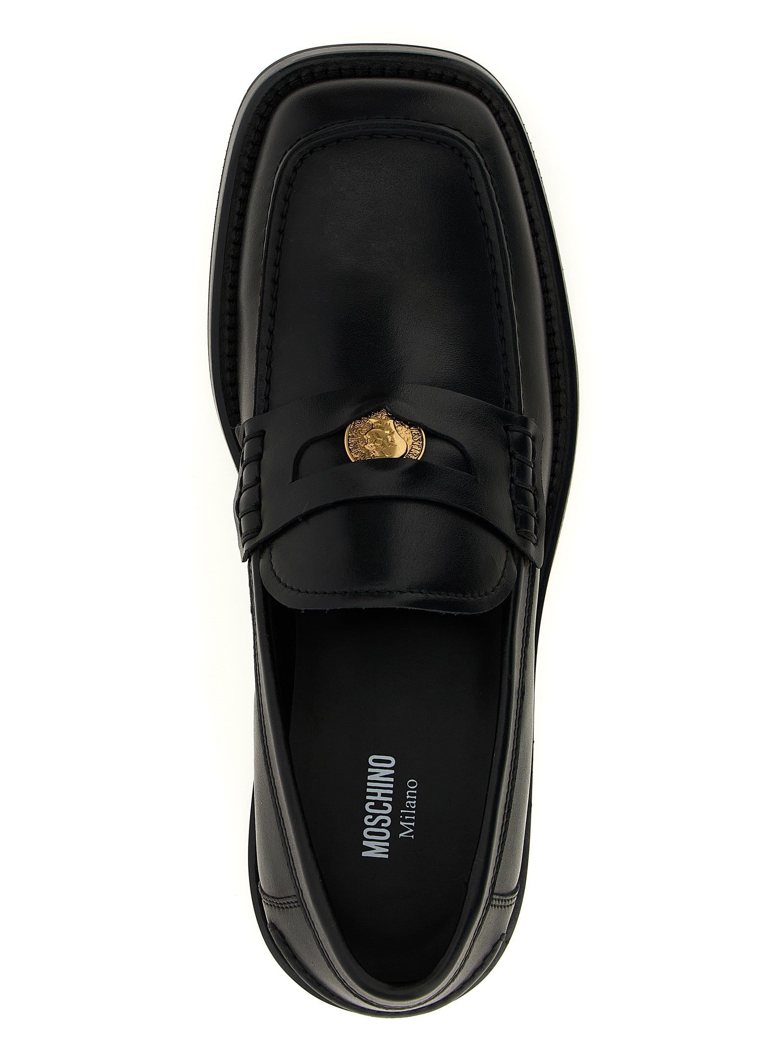 Moschino Black Velvet Leather Slip-On Loafers Curated Luxury Accessories by Orvyn