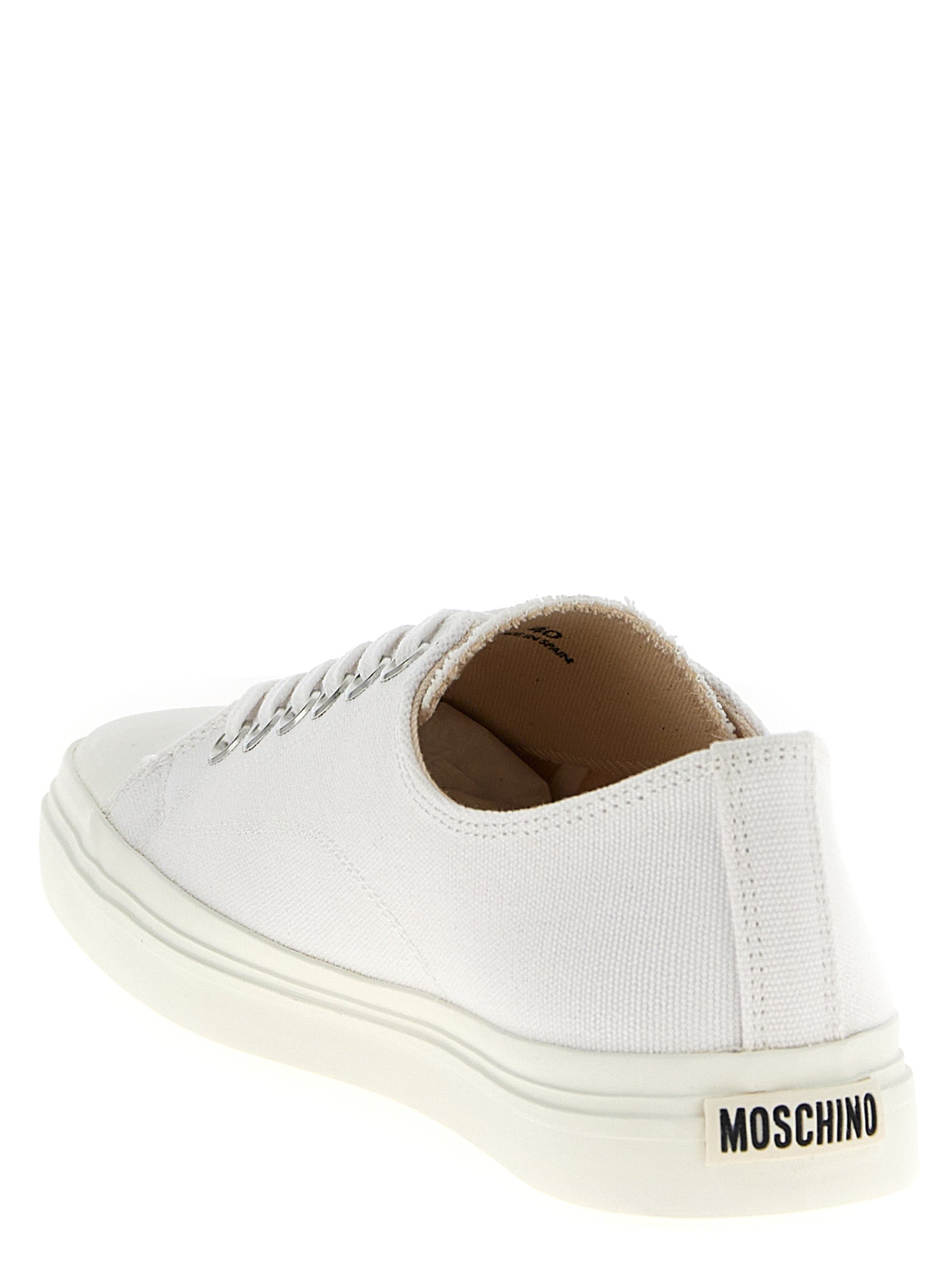 Moschino White Cotton Low Top Sneakers Curated Luxury Accessories by Orvyn