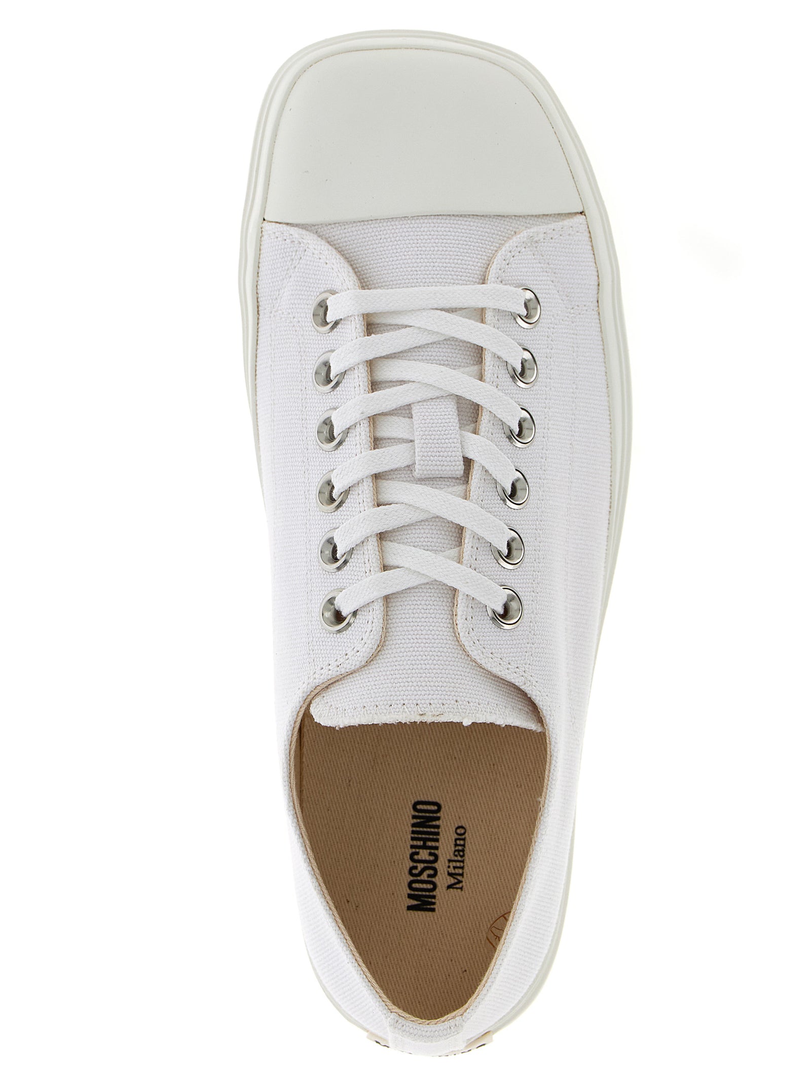Moschino White Cotton Low Top Sneakers Curated Luxury Accessories by Orvyn