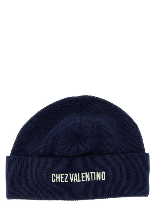 Valentino Garavani Blue Cotton Beanie Curated Luxury Accessories by Orvyn