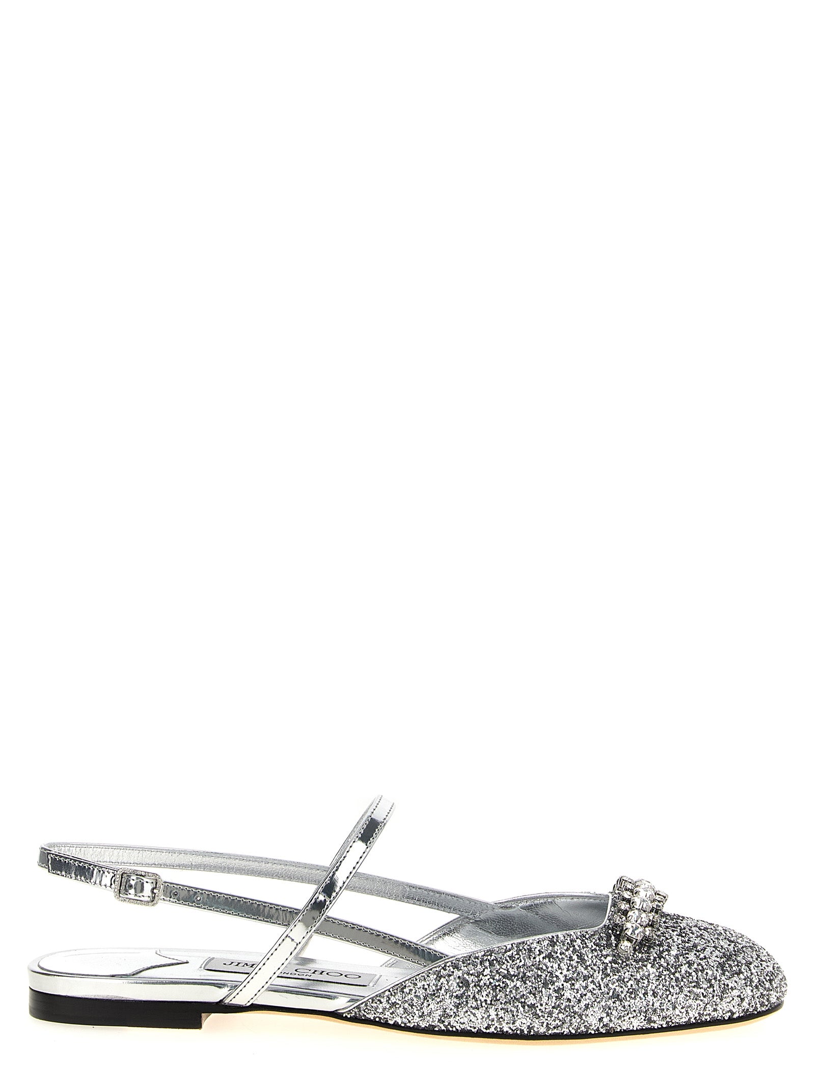 Jimmy Choo Silver Tencel Ballet Flats Curated Luxury Accessories by Orvyn