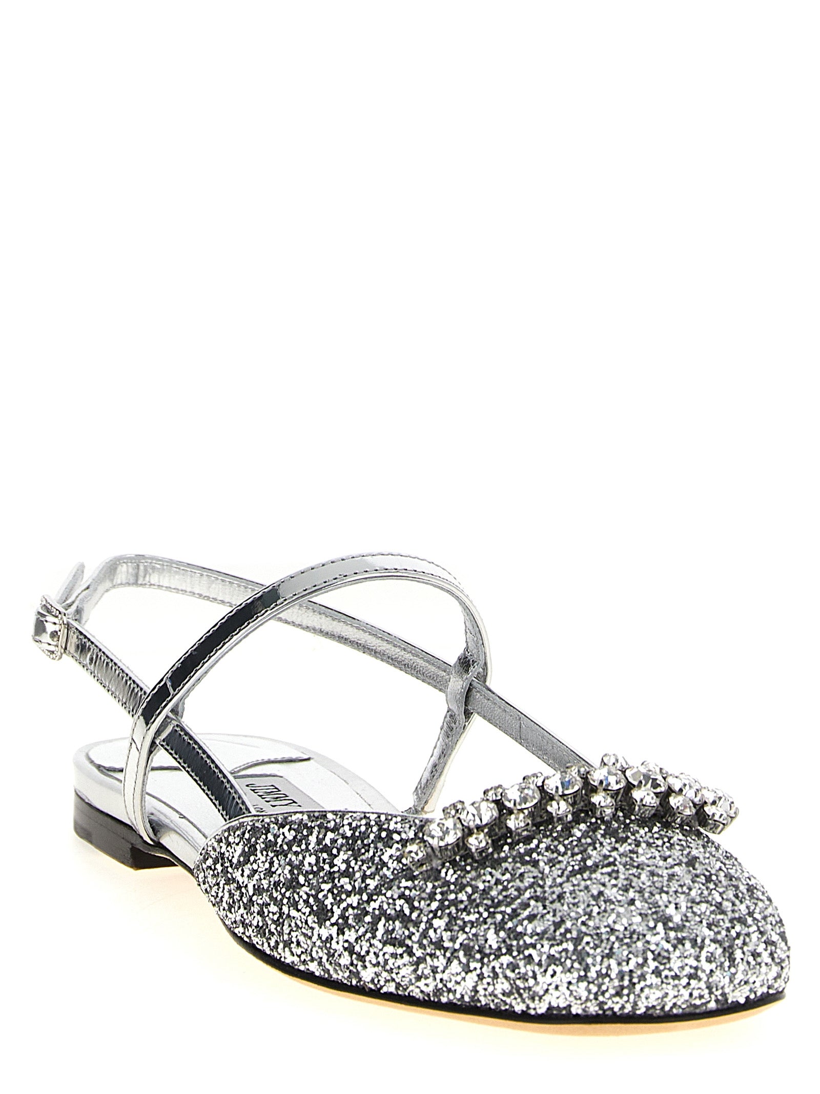 Jimmy Choo Silver Tencel Ballet Flats Curated Luxury Accessories by Orvyn