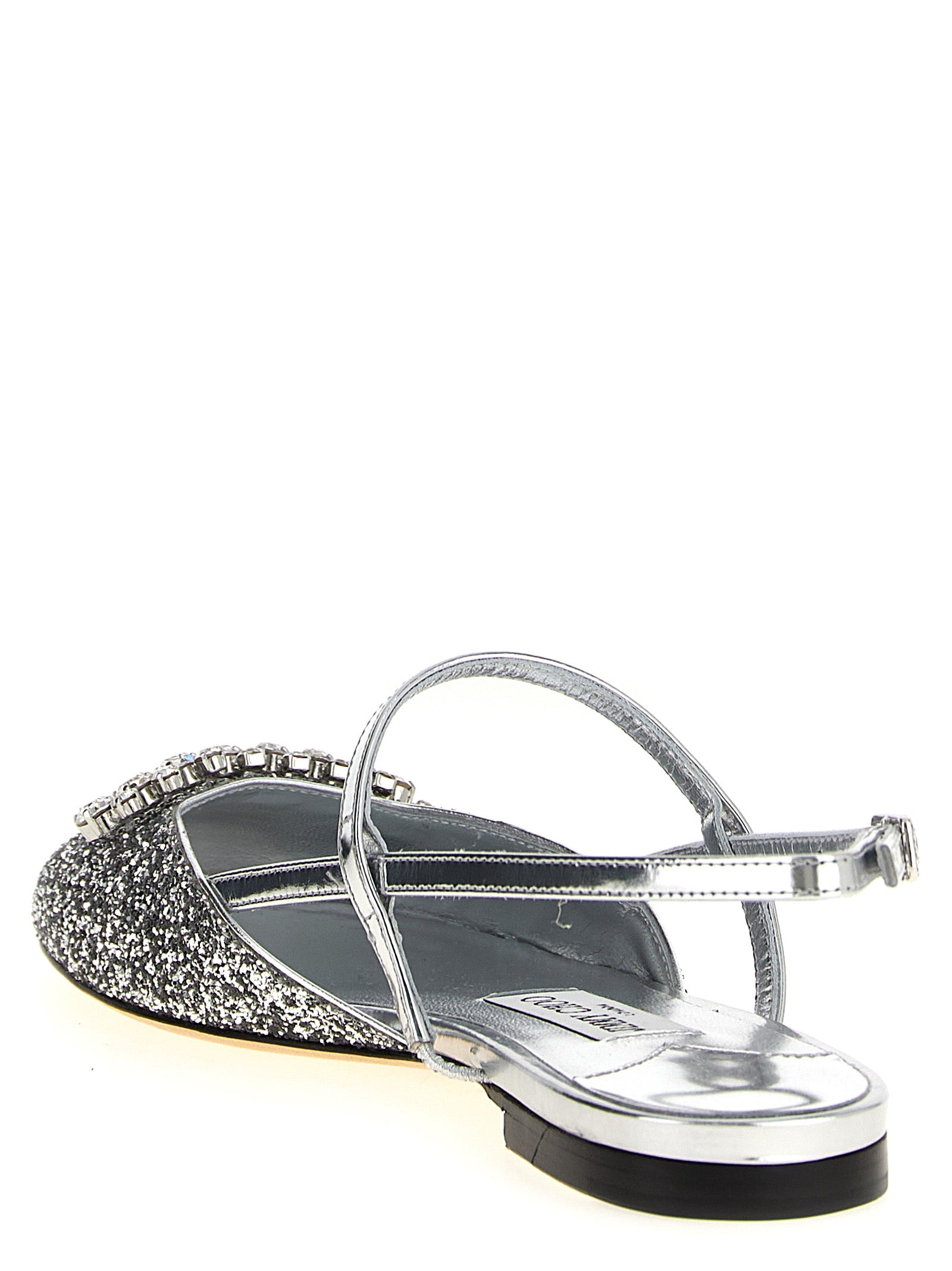 Jimmy Choo Silver Tencel Ballet Flats Curated Luxury Accessories by Orvyn
