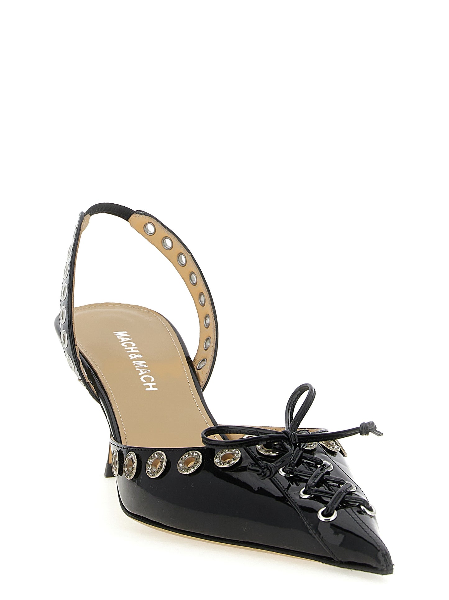 MACH & MACH Black Calfskin Mid Heel Pumps Curated Luxury Accessories by Orvyn
